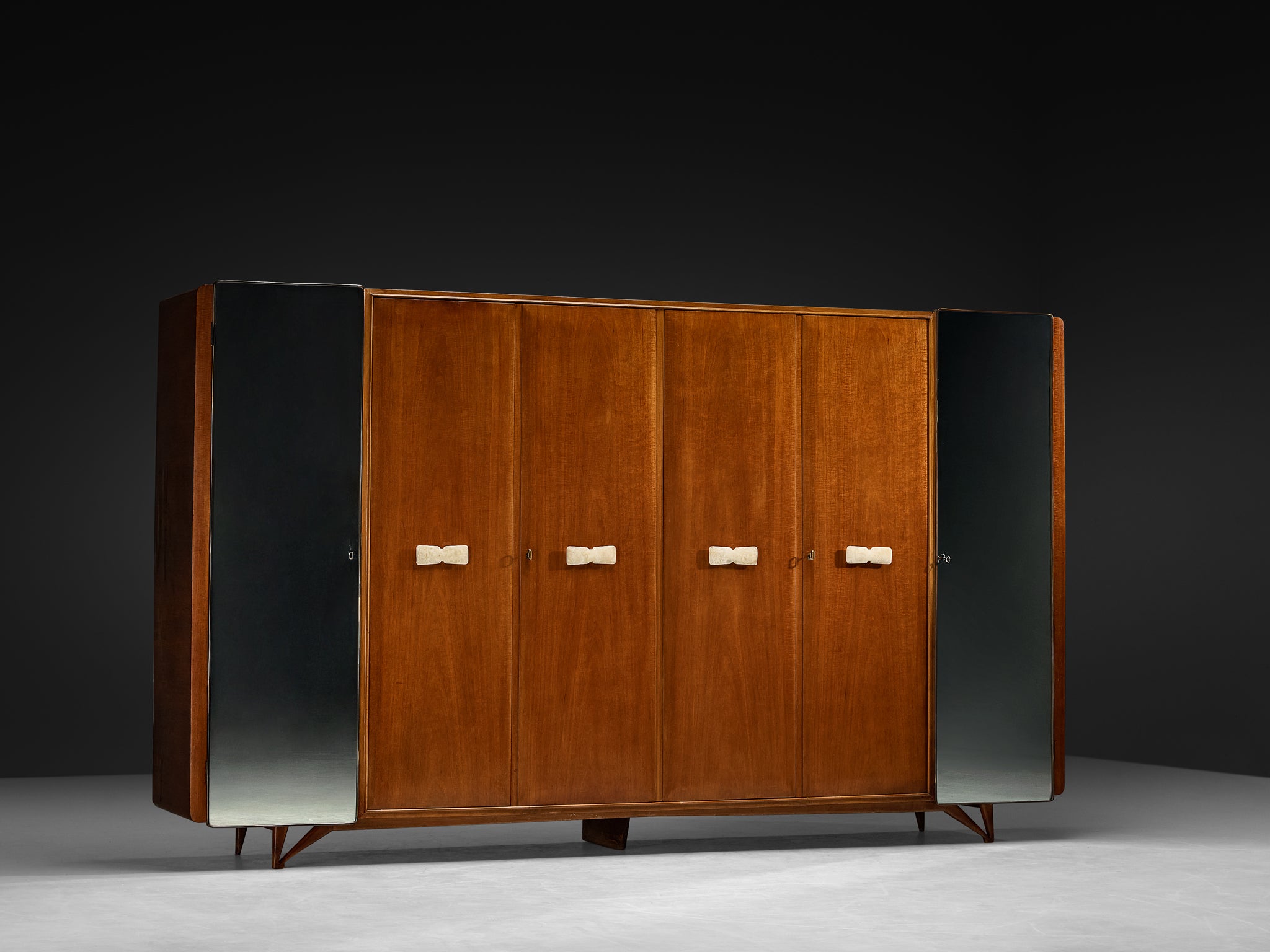 Mid-Century Modern Italian Highboard in Mahogany and Alabaster