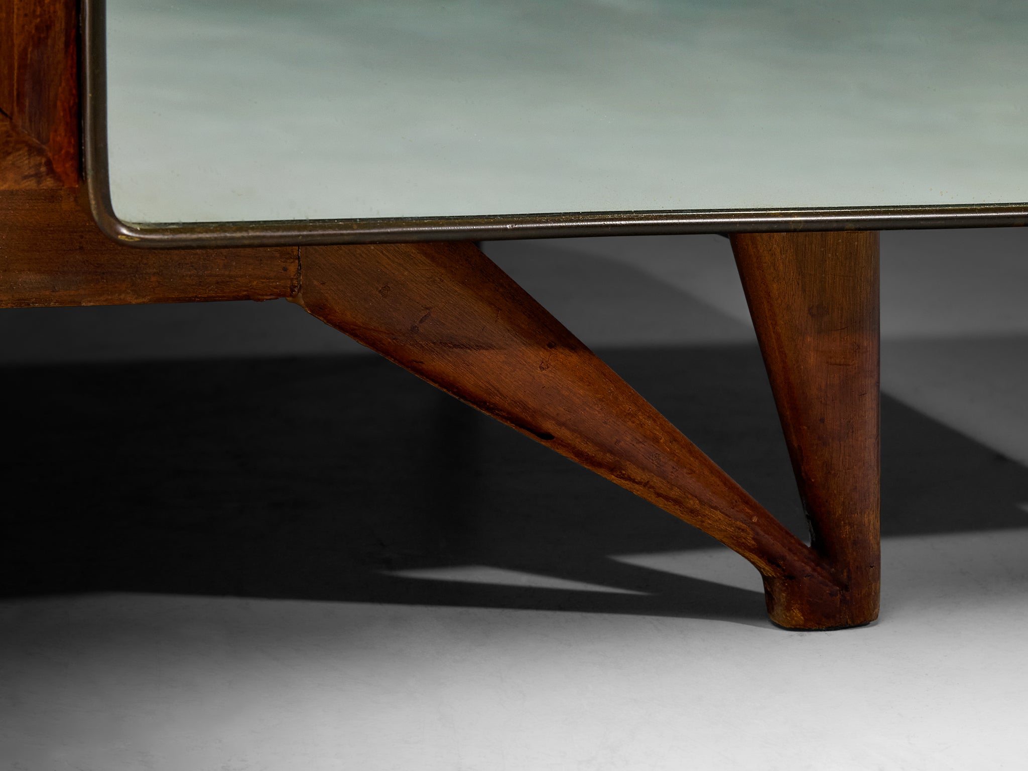 Mid-Century Modern Italian Highboard in Mahogany and Alabaster