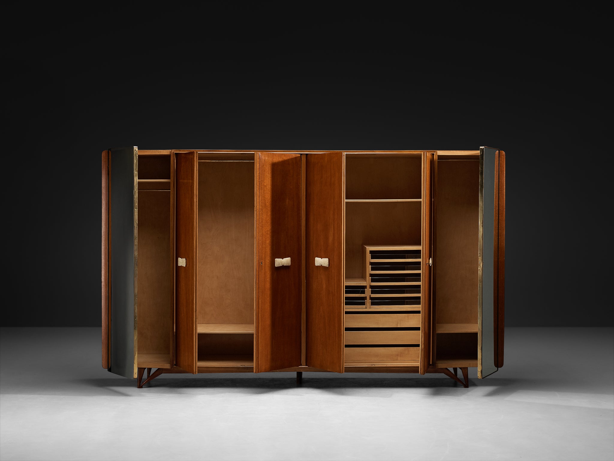 Mid-Century Modern Italian Highboard in Mahogany and Alabaster