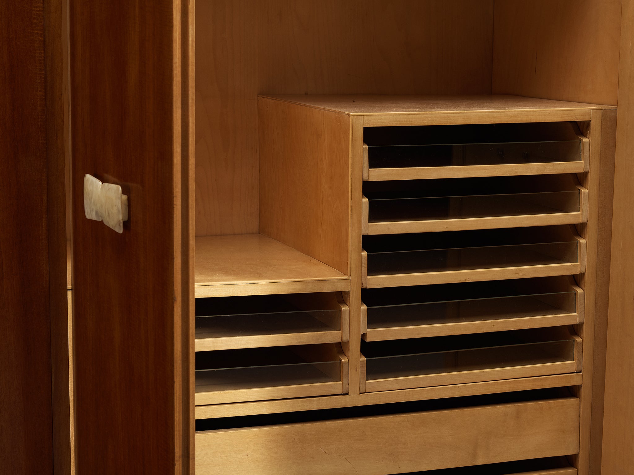 Mid-Century Modern Italian Highboard in Mahogany and Alabaster