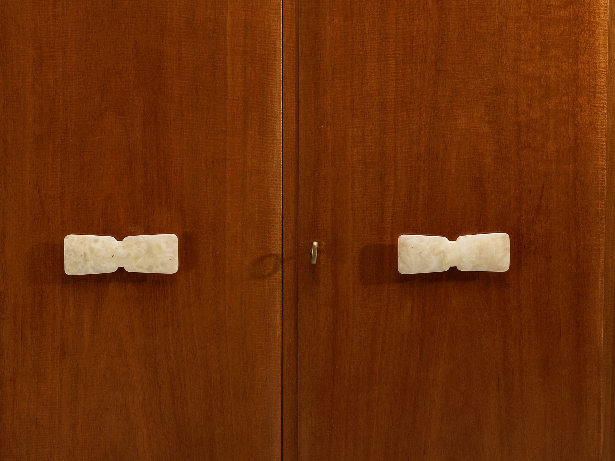 Mid-Century Modern Italian Highboard in Mahogany and Alabaster