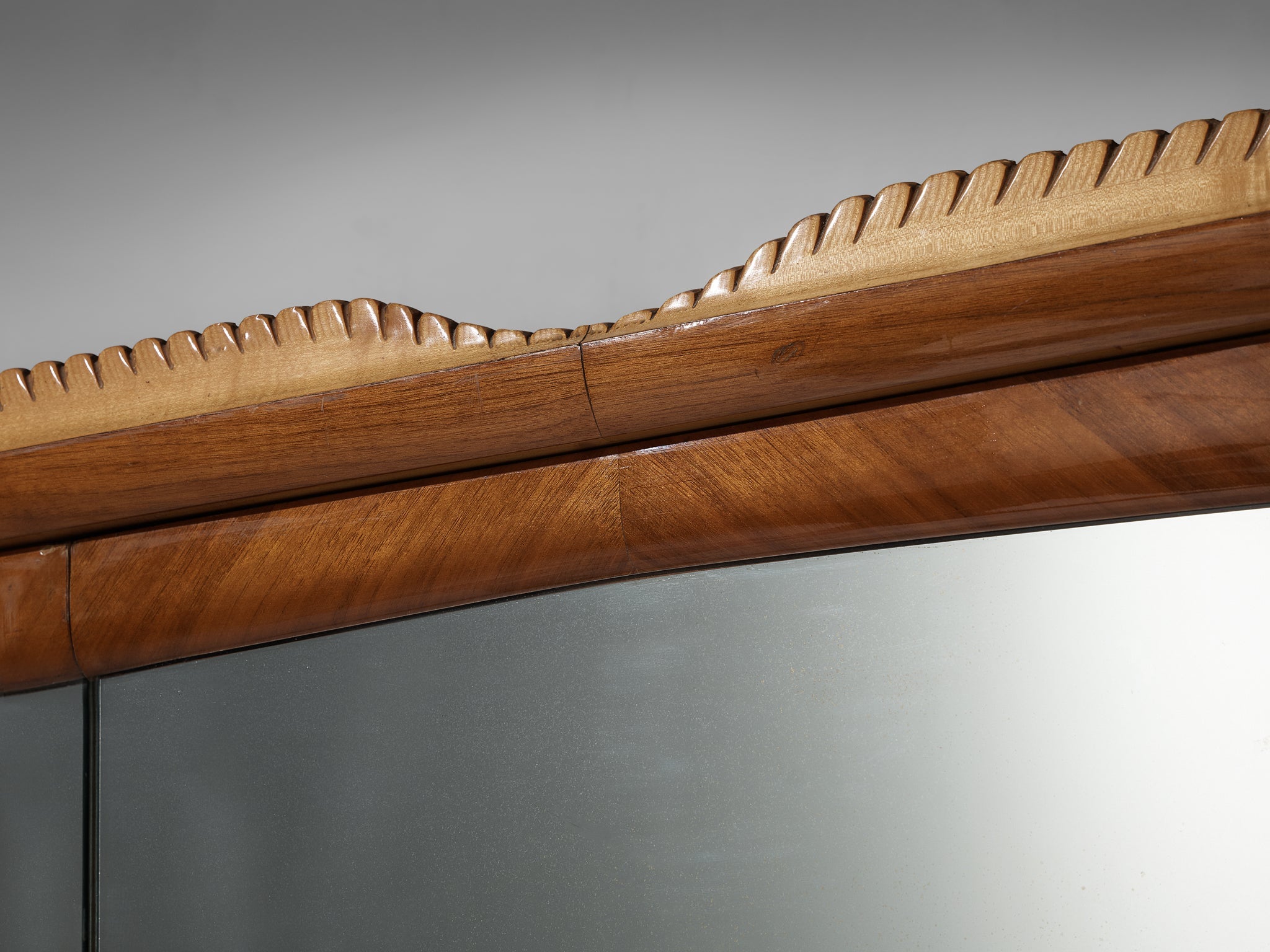 Large Italian Mirrored Wardrobe in Walnut with Mirror Panels case pieces and storage cabinets Morentz