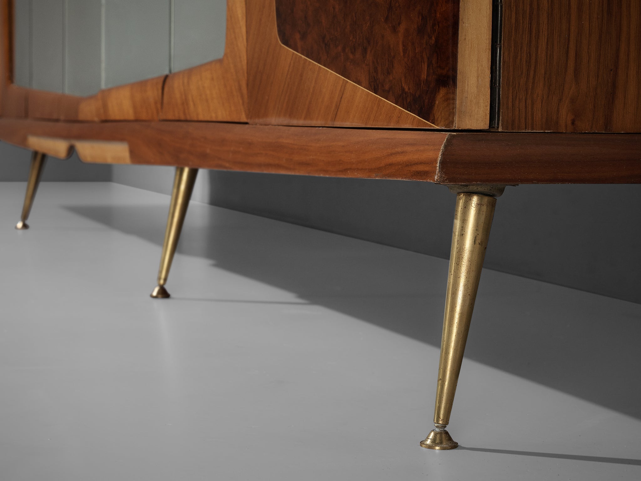 Large Italian Mirrored Wardrobe in Walnut with Mirror Panels case pieces and storage cabinets Morentz