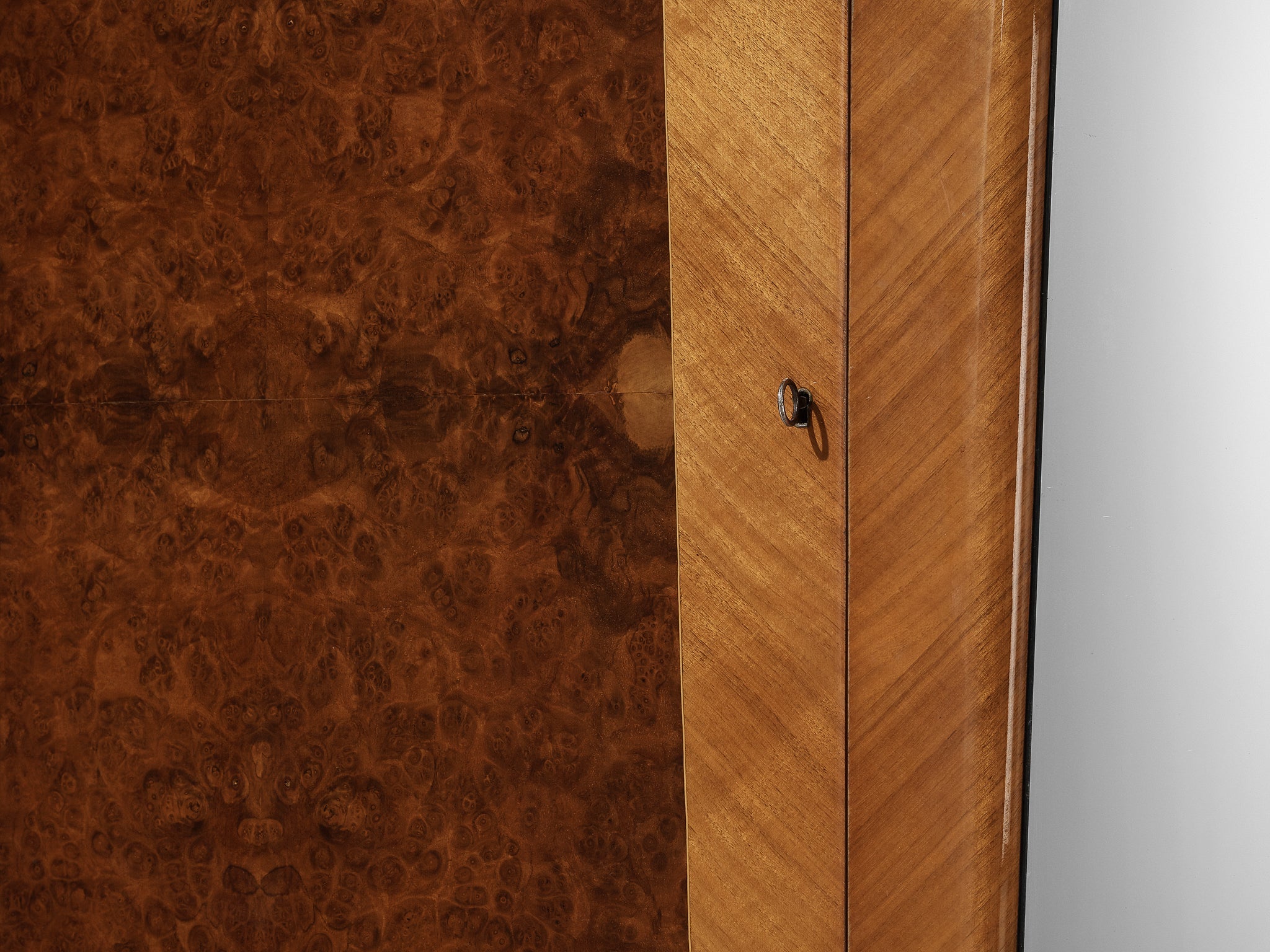 Large Italian Mirrored Wardrobe in Walnut with Mirror Panels case pieces and storage cabinets Morentz