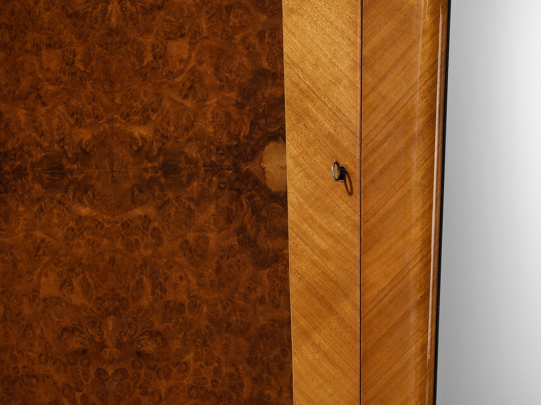 Large Italian Mirrored Wardrobe in Walnut with Mirror Panels