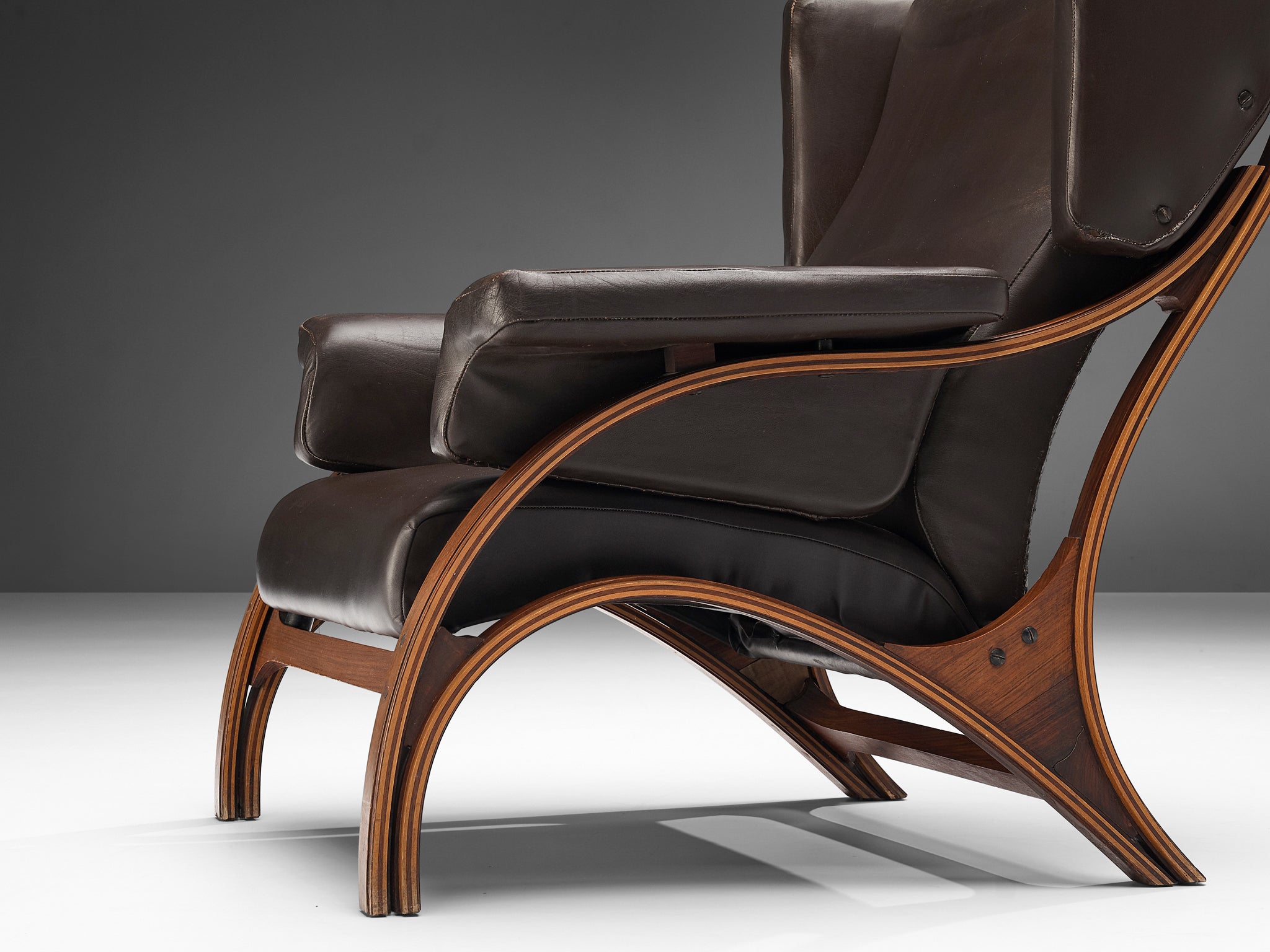 Giampiero Vitelli for Rossi di Albizzate Pair of 'Minore' Easy Chairs in Leather Seating Morentz