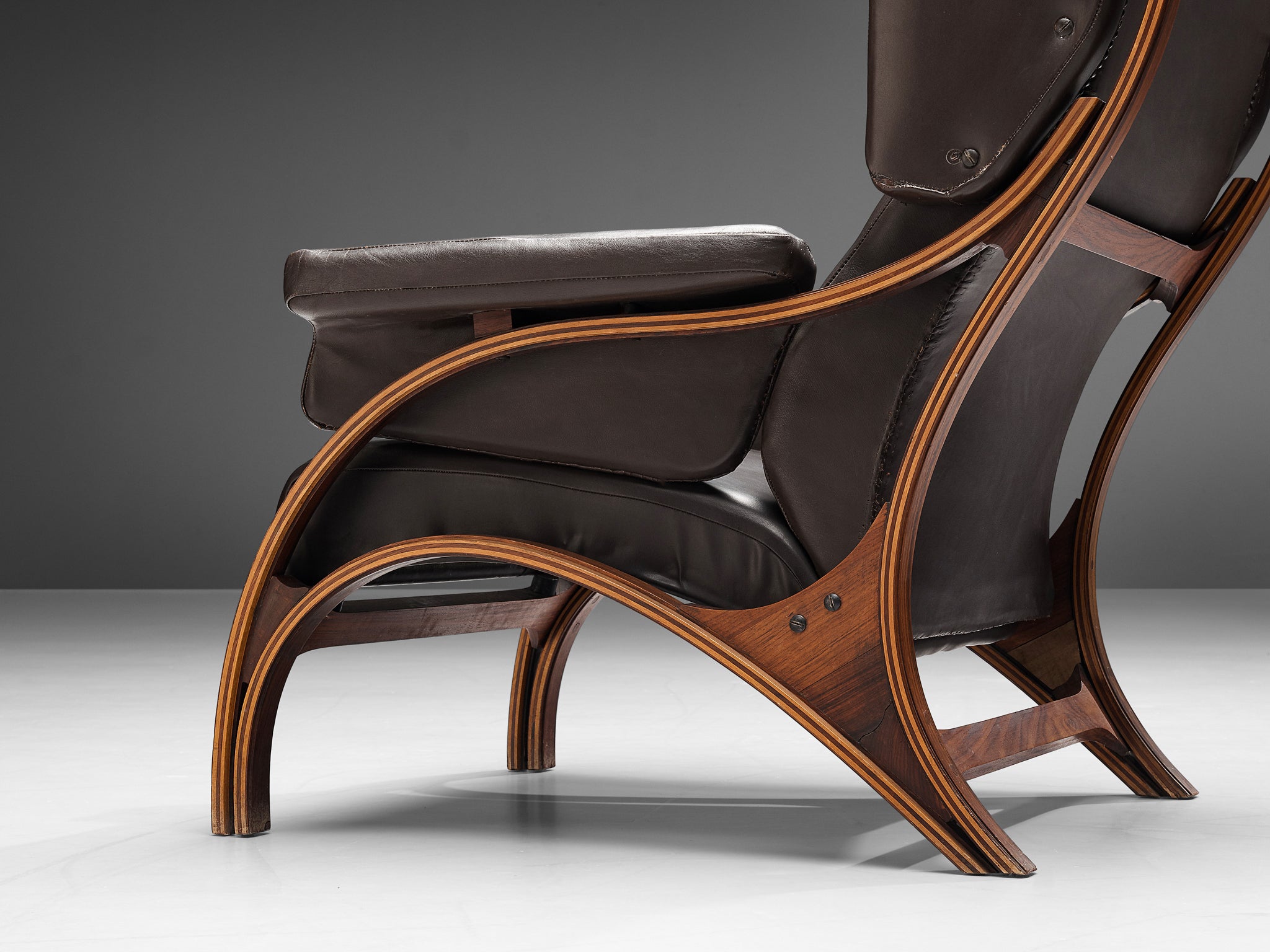 Giampiero Vitelli for Rossi di Albizzate Pair of 'Minore' Easy Chairs in Leather Seating Morentz