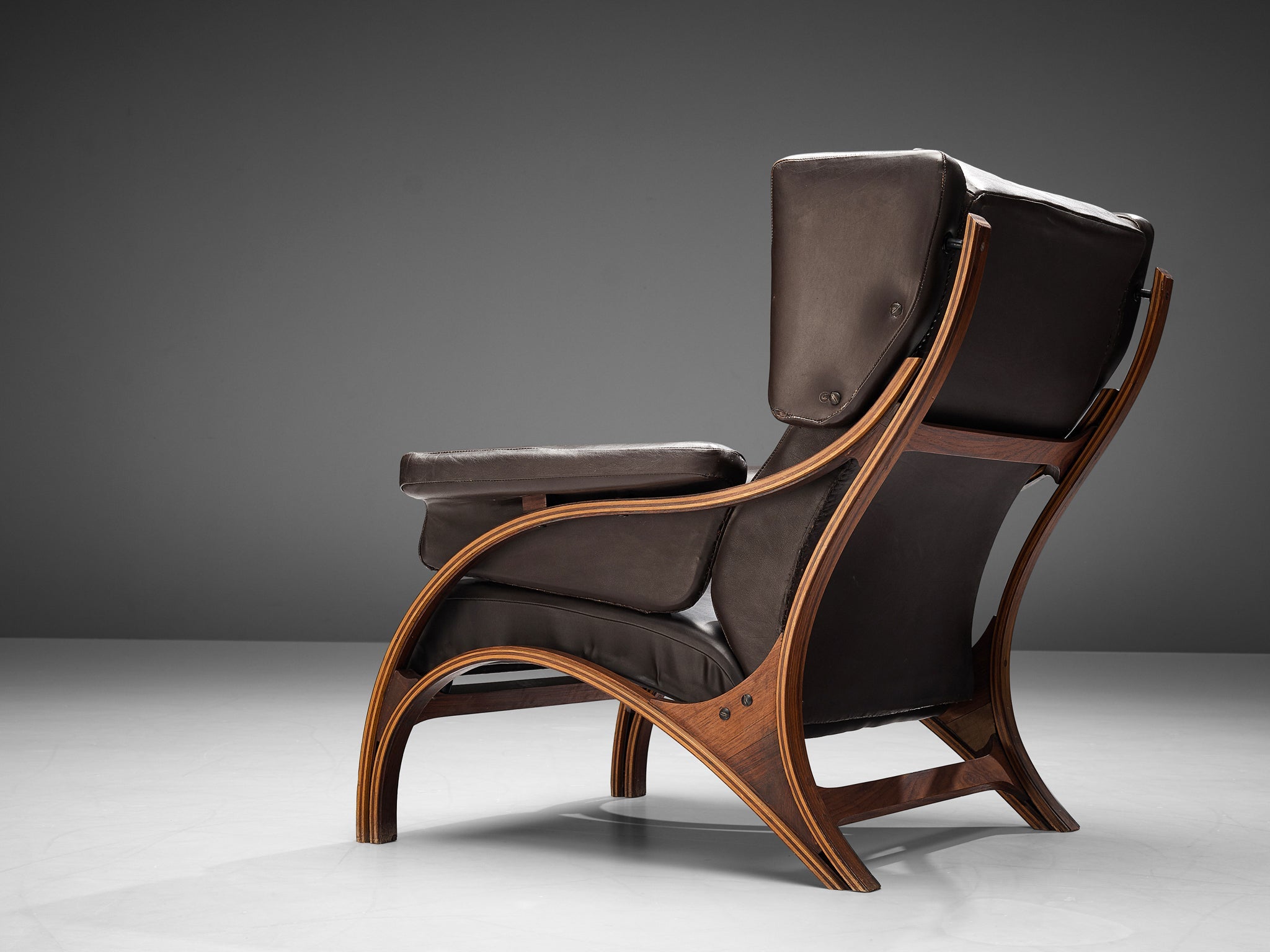 Giampiero Vitelli for Rossi di Albizzate 'Minore' Easy Chair in Brown Leather seating Morentz