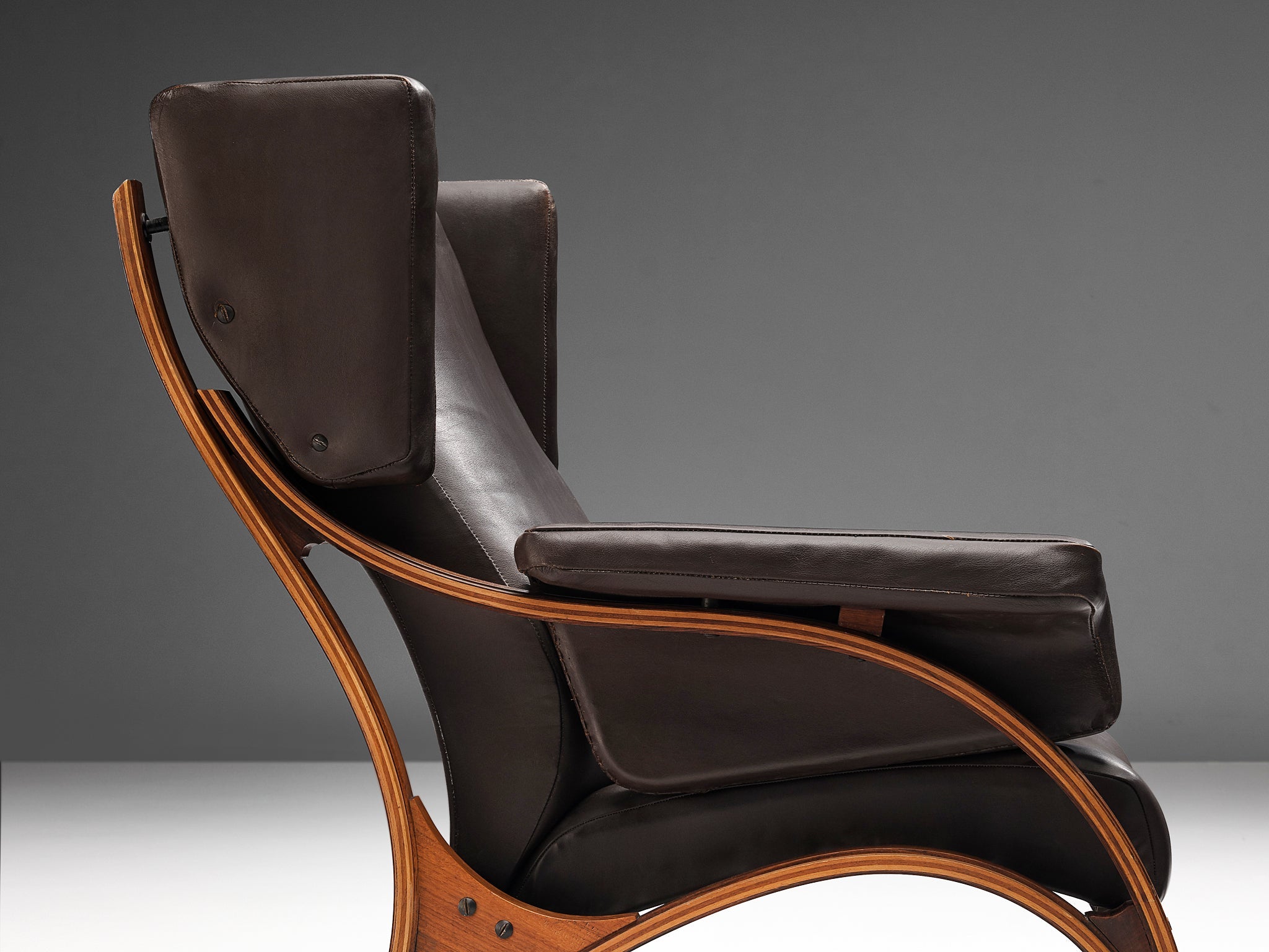 Giampiero Vitelli for Rossi di Albizzate 'Minore' Easy Chair in Brown Leather seating Morentz