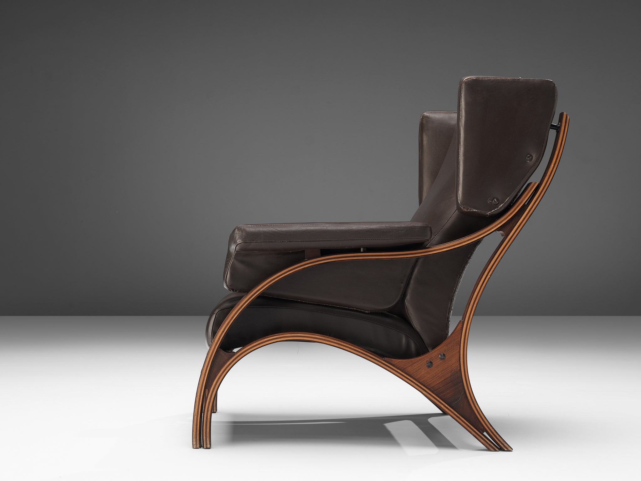Giampiero Vitelli for Rossi di Albizzate 'Minore' Easy Chair in Brown Leather seating Morentz