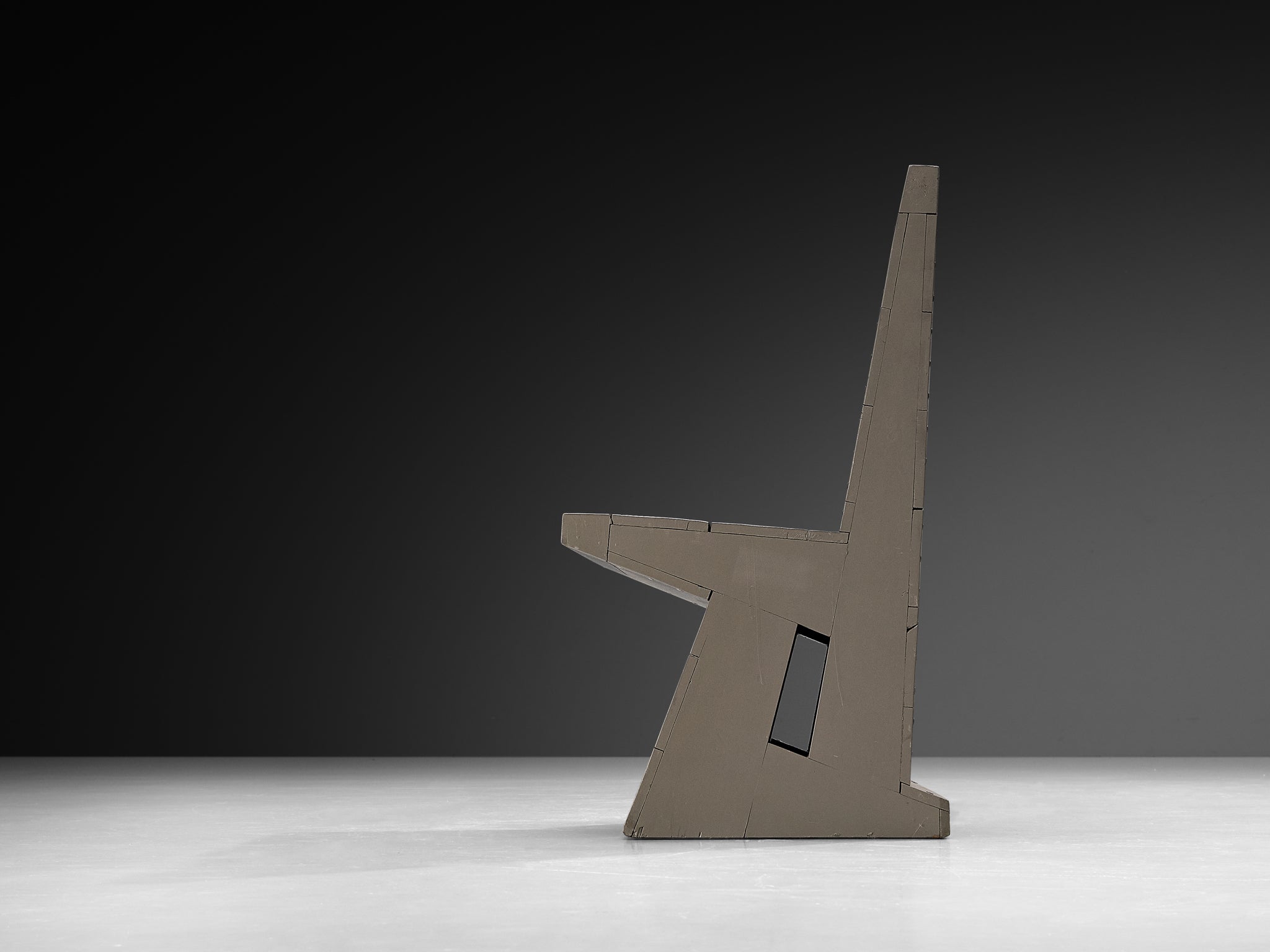 Dom Hans van der Laan High Chair in Grey Lacquered Pine with Metal Nails