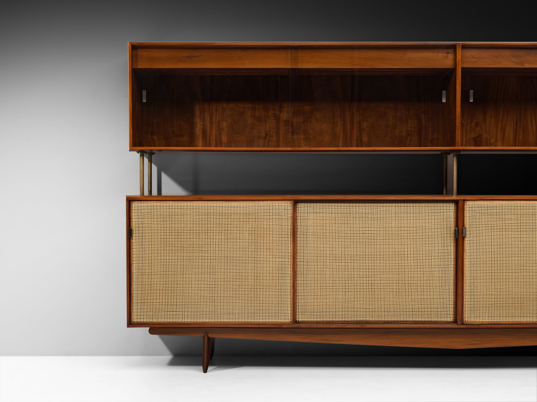 Rare and Large Martin Eisler Sideboard for Forma in Brazilian Walnut and Cane Case pieces and storage cabinets Morentz