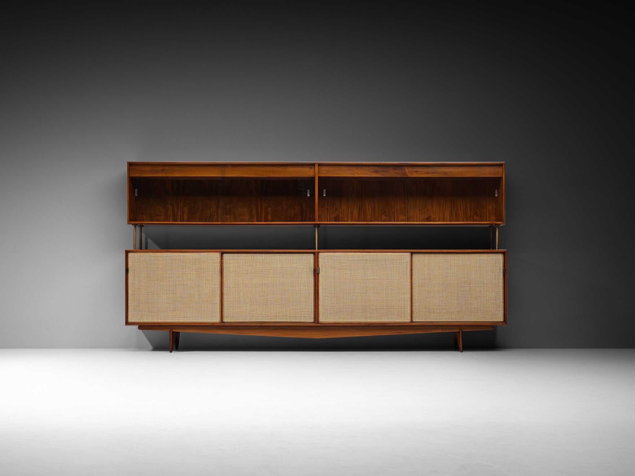 Rare and Large Martin Eisler Sideboard for Forma in Brazilian Walnut and Cane Case pieces and storage cabinets Morentz