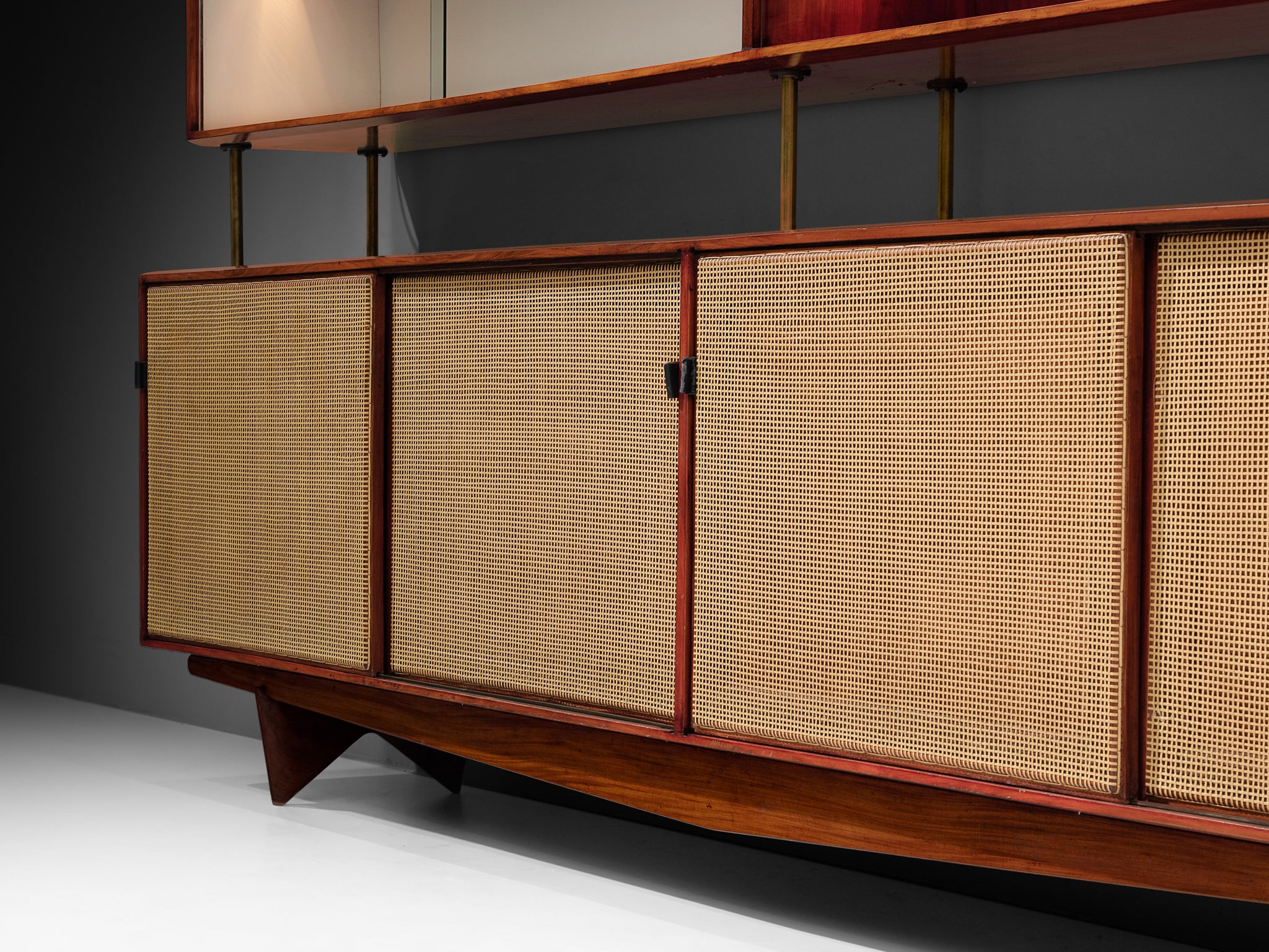 Rare and Large Martin Eisler Sideboard for Forma in Brazilian Walnut and Cane Case pieces and storage cabinets Morentz