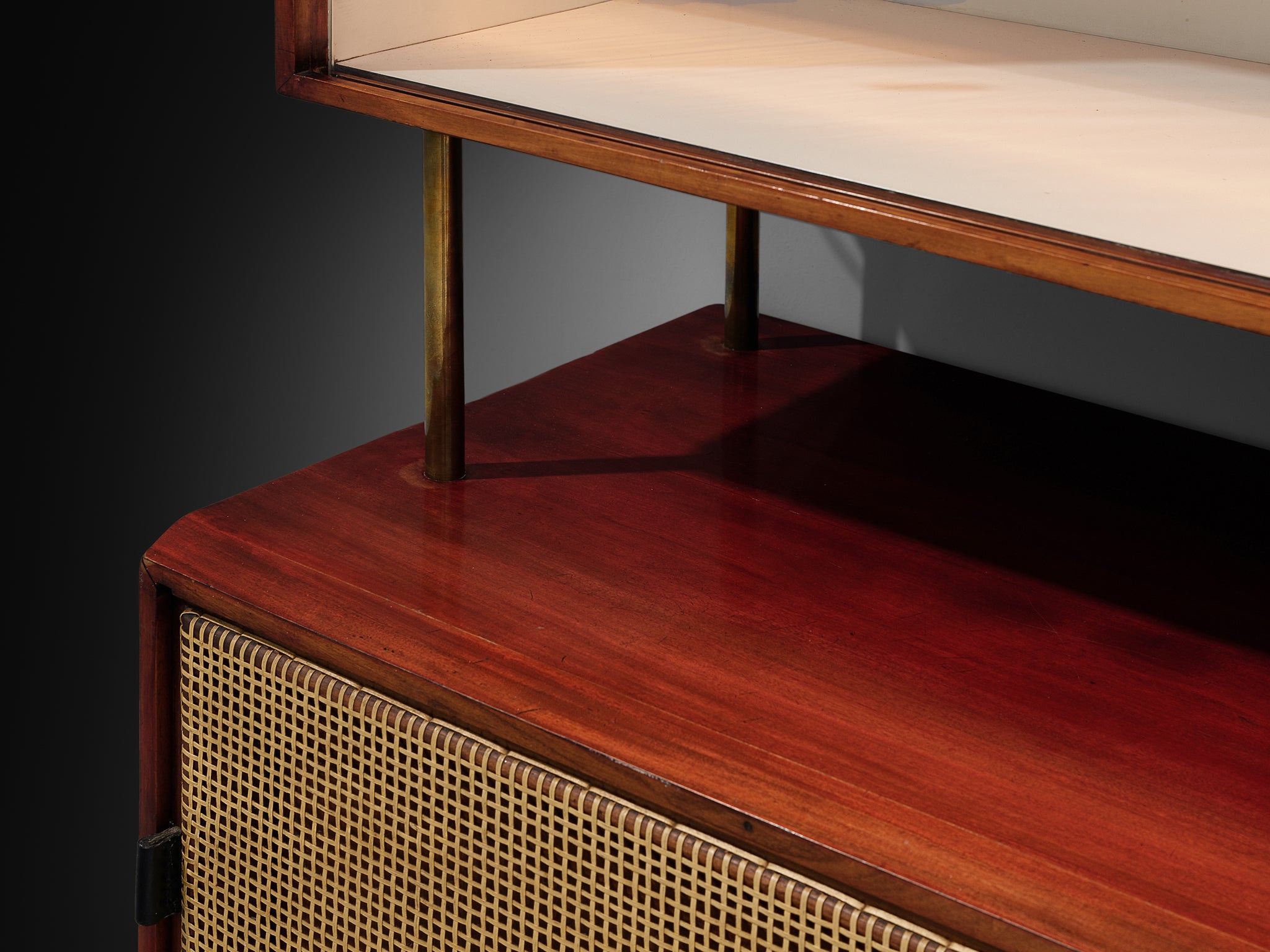 Rare and Large Martin Eisler Sideboard for Forma in Brazilian Walnut and Cane Case pieces and storage cabinets Morentz