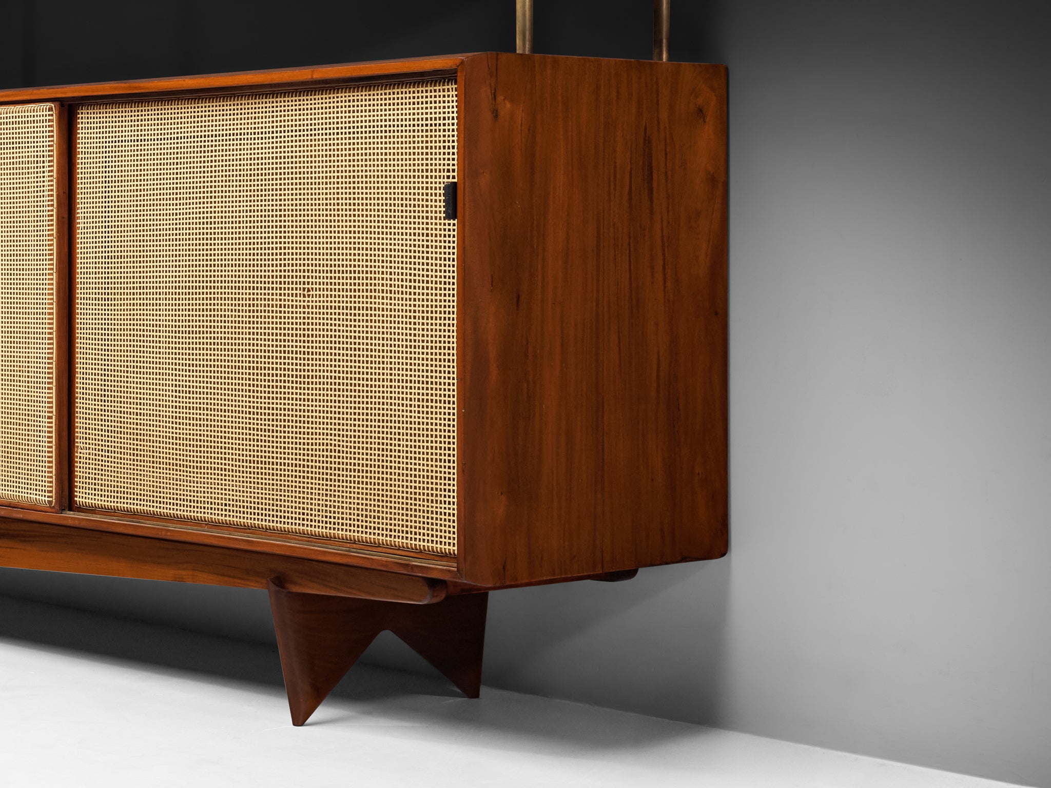 Rare and Large Martin Eisler Sideboard for Forma in Brazilian Walnut and Cane Case pieces and storage cabinets Morentz