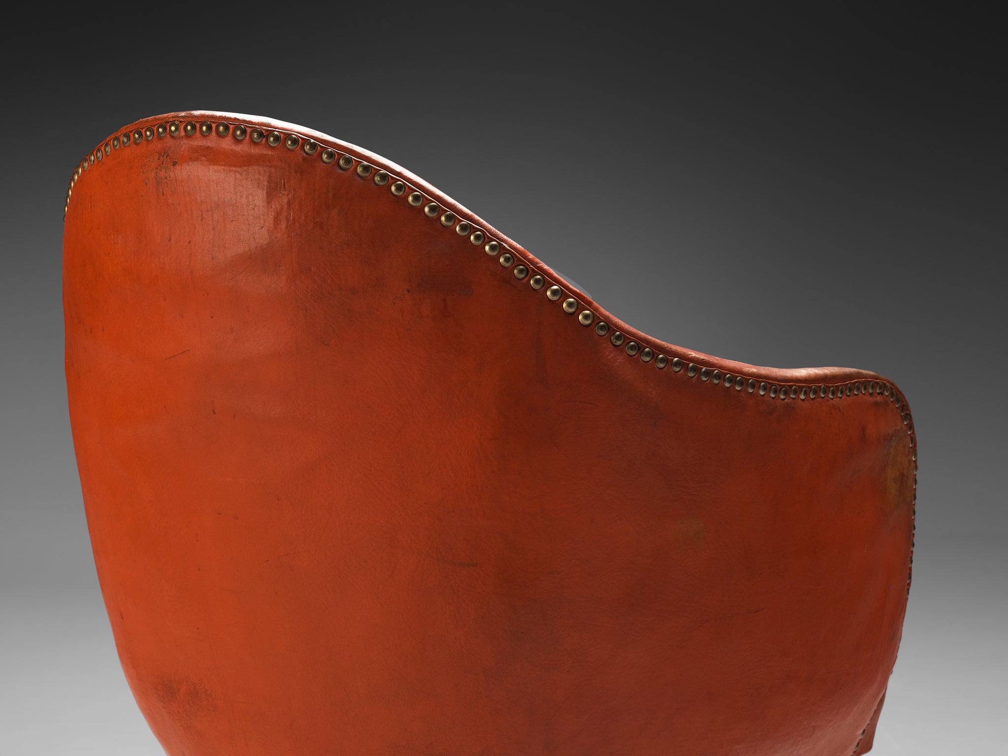 Rare Kaj Gottlob Armchair in Original Red Leather and Steel Seating Morentz