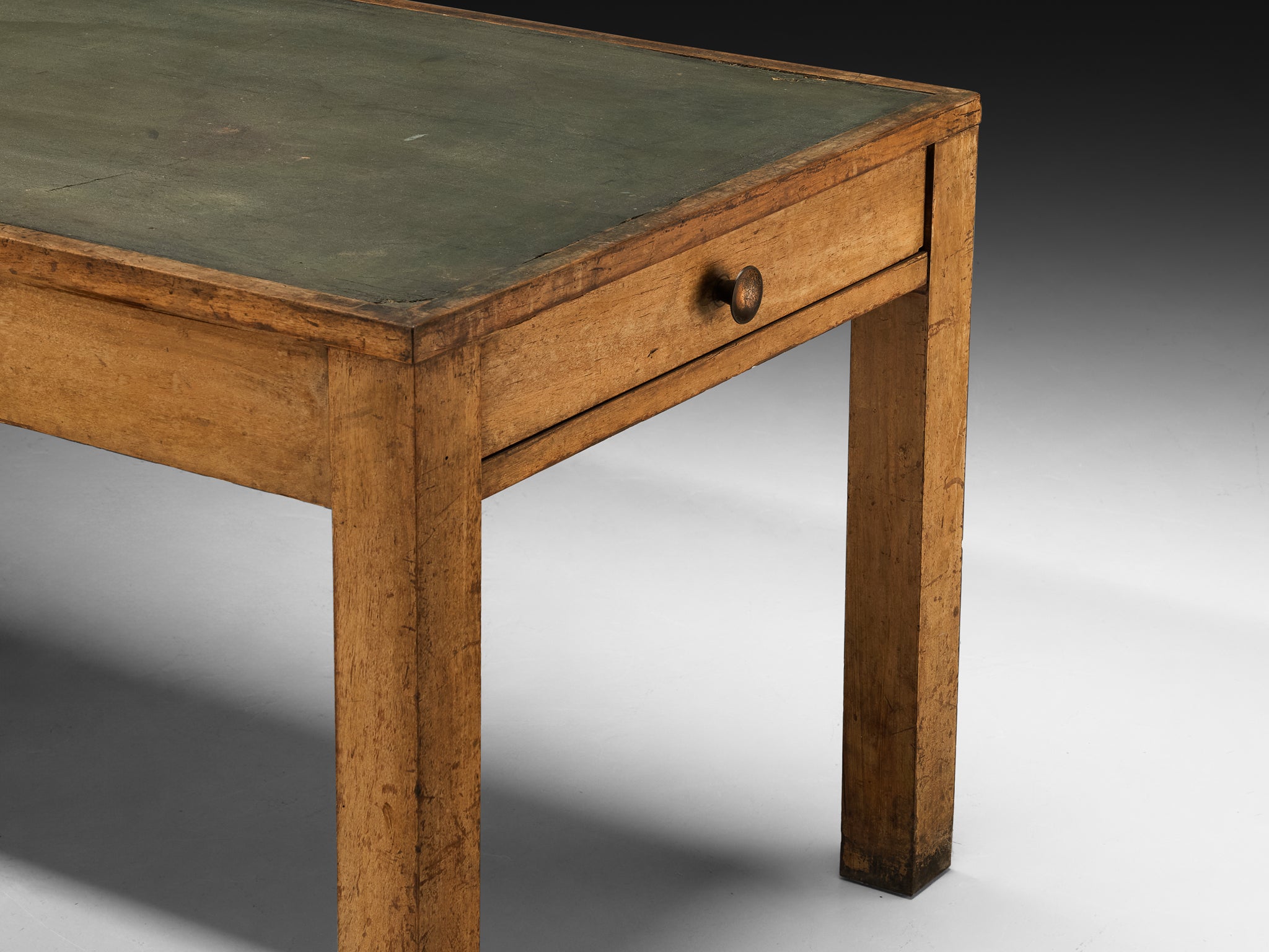 Rationalist 1930s Large Italian Table in Walnut and Linoleum Tables Morentz