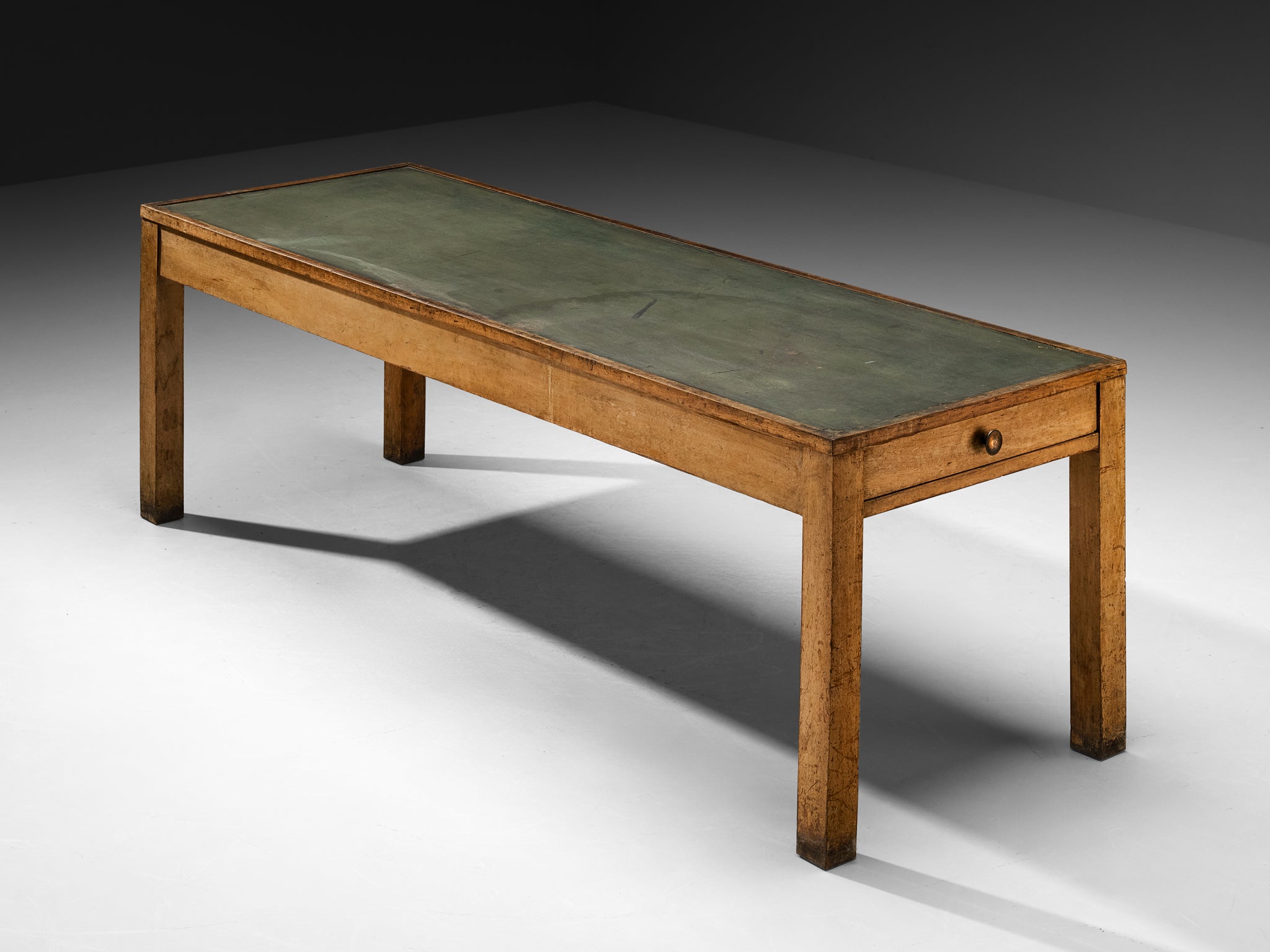 Rationalist 1930s Large Italian Table in Walnut and Linoleum Tables Morentz