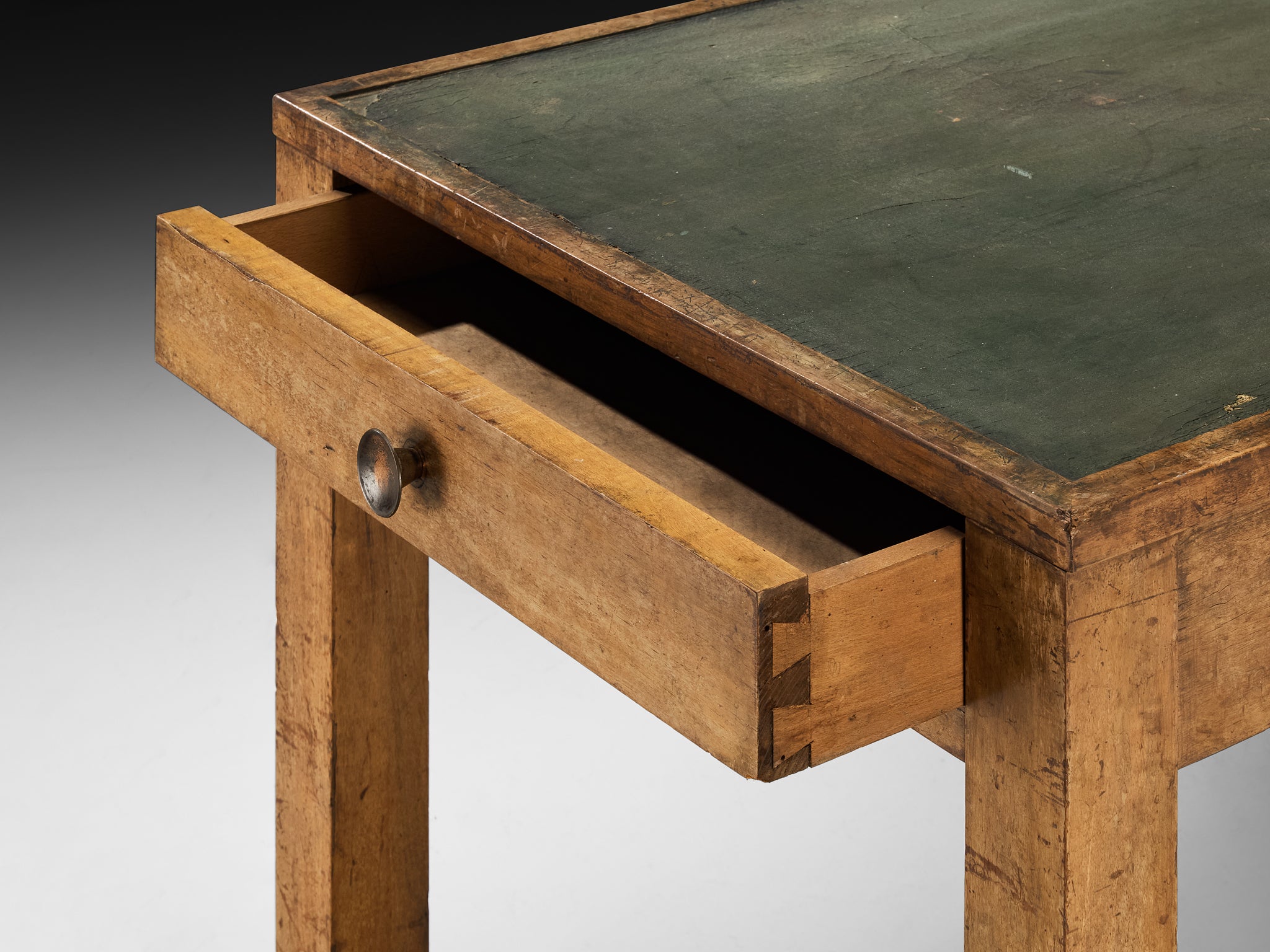 Rationalist 1930s Large Italian Table in Walnut and Linoleum Tables Morentz