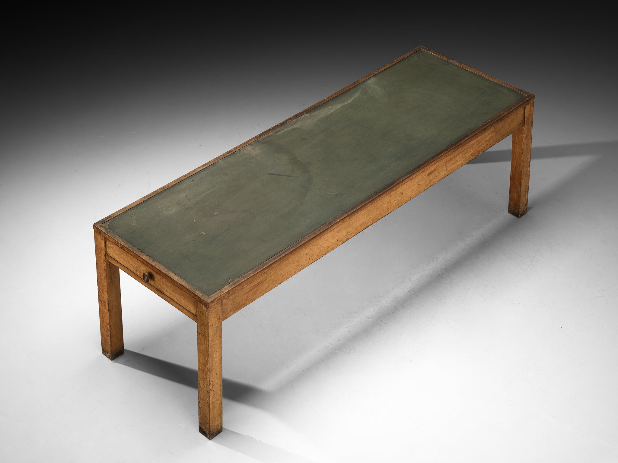 Rationalist 1930s Large Italian Table in Walnut and Linoleum Tables Morentz