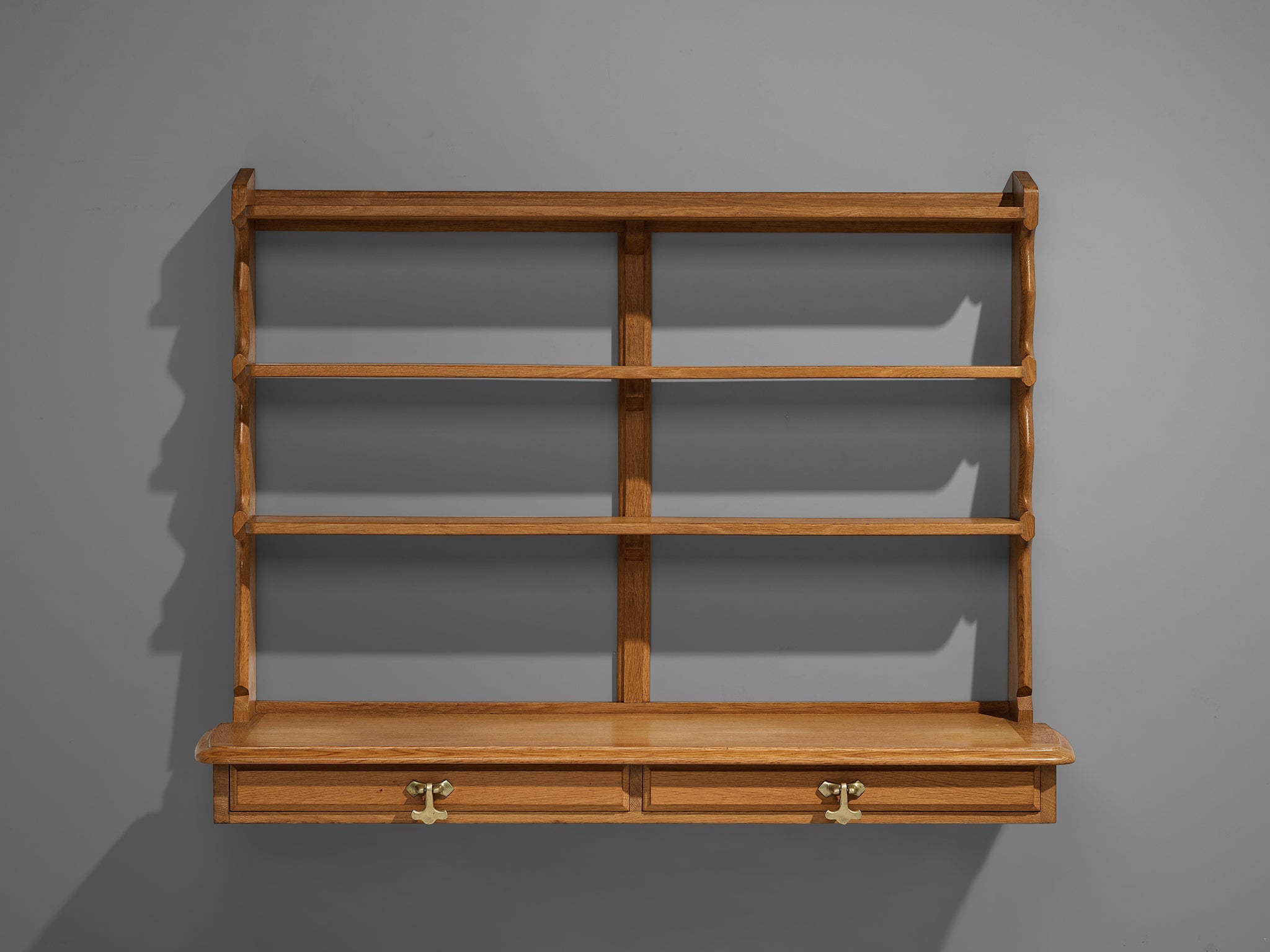 Guillerme & Chambron Wall-Mounted Shelf with Drawers in Solid Oak case pieces and storage cabinets Morentz