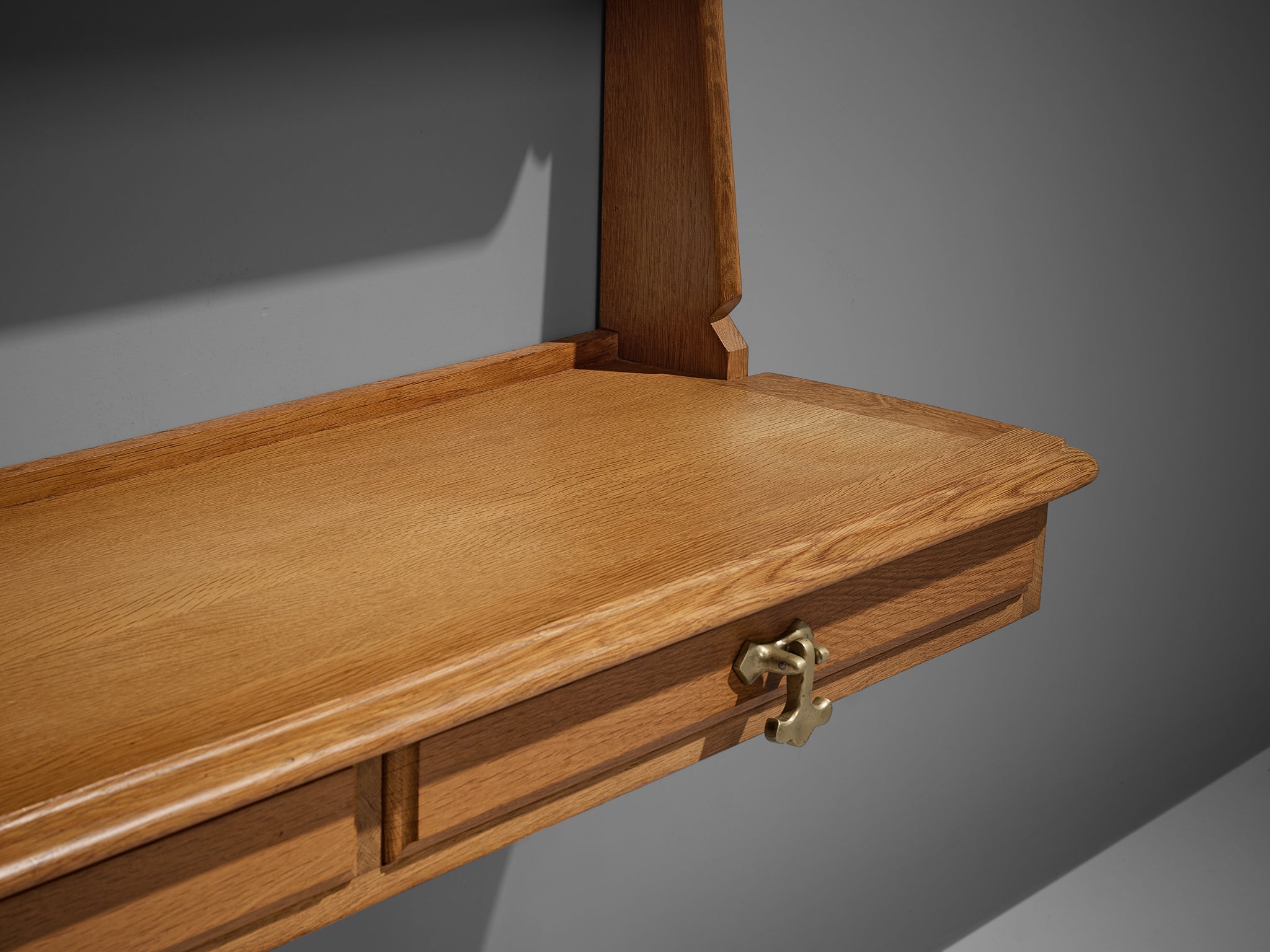 Guillerme & Chambron Wall-Mounted Shelf with Drawers in Solid Oak case pieces and storage cabinets Morentz