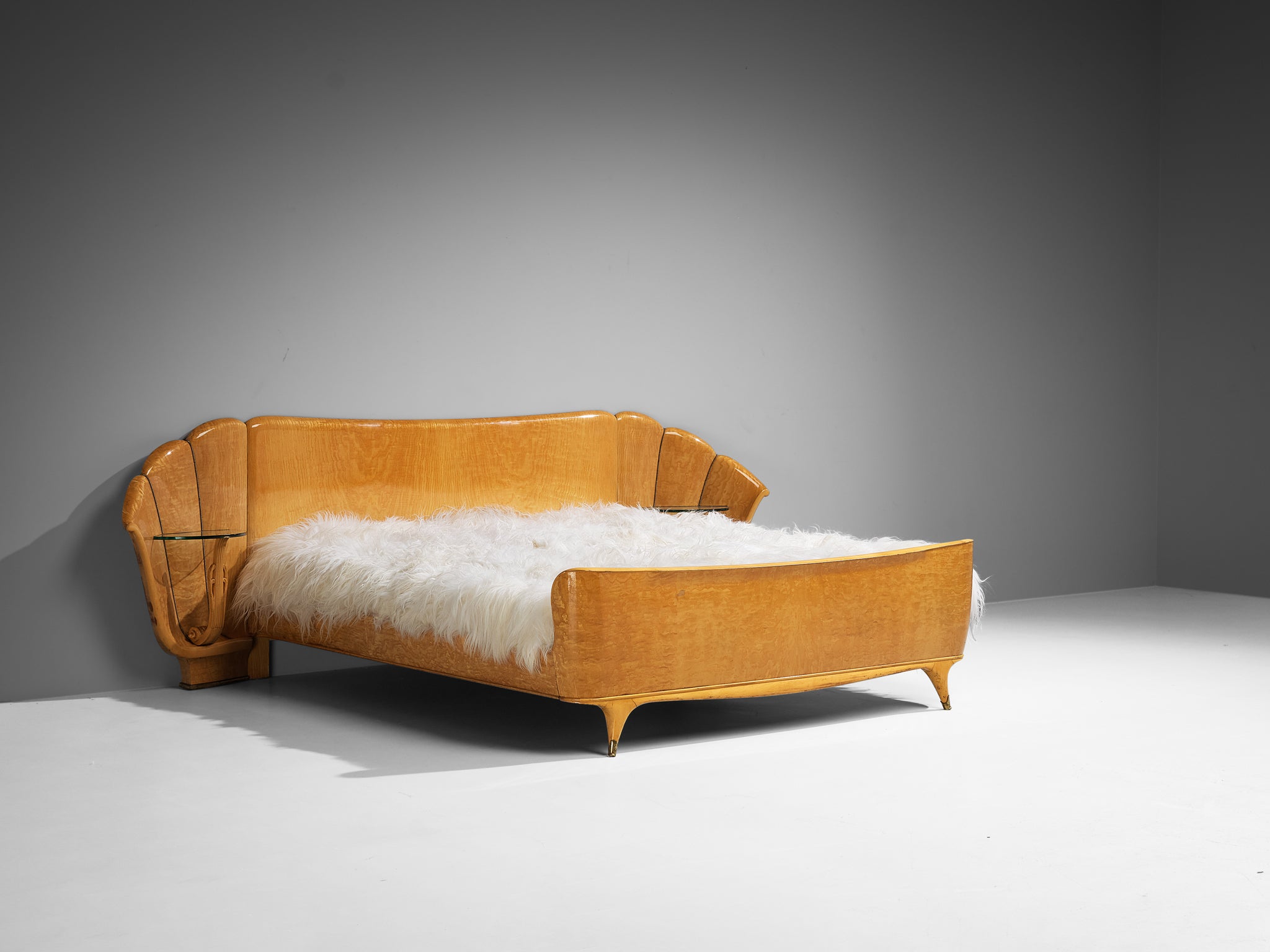 Italian Art Deco Queen Bed in Ash with Storage Trays More Furniture and Collectibles Morentz