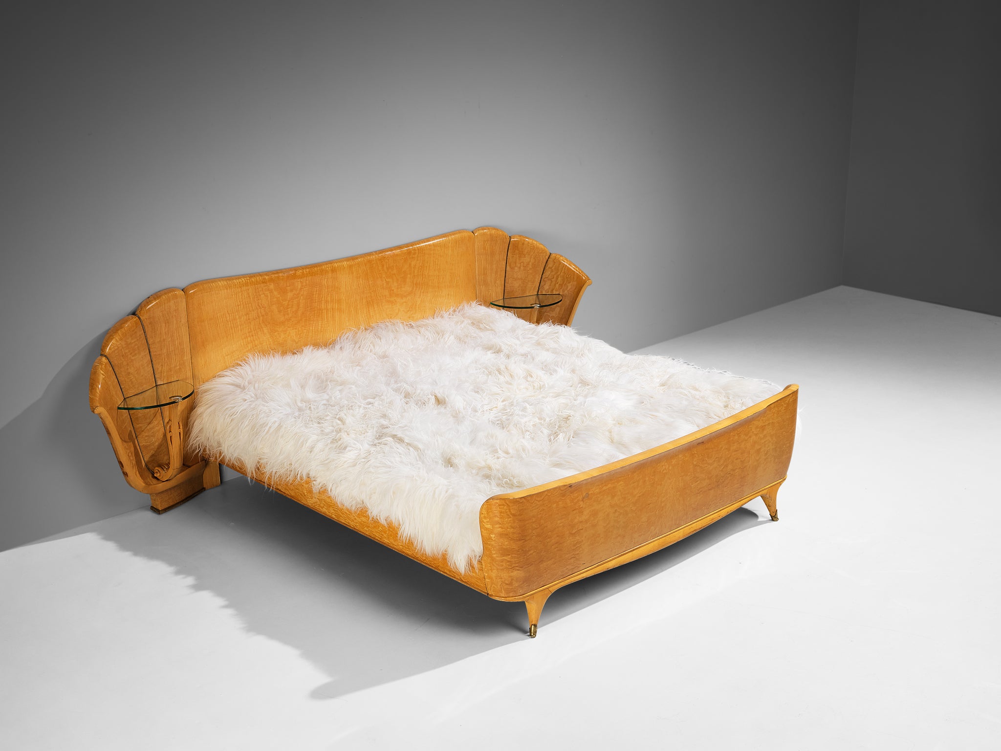 Italian Art Deco Queen Bed in Ash with Storage Trays More Furniture and Collectibles Morentz
