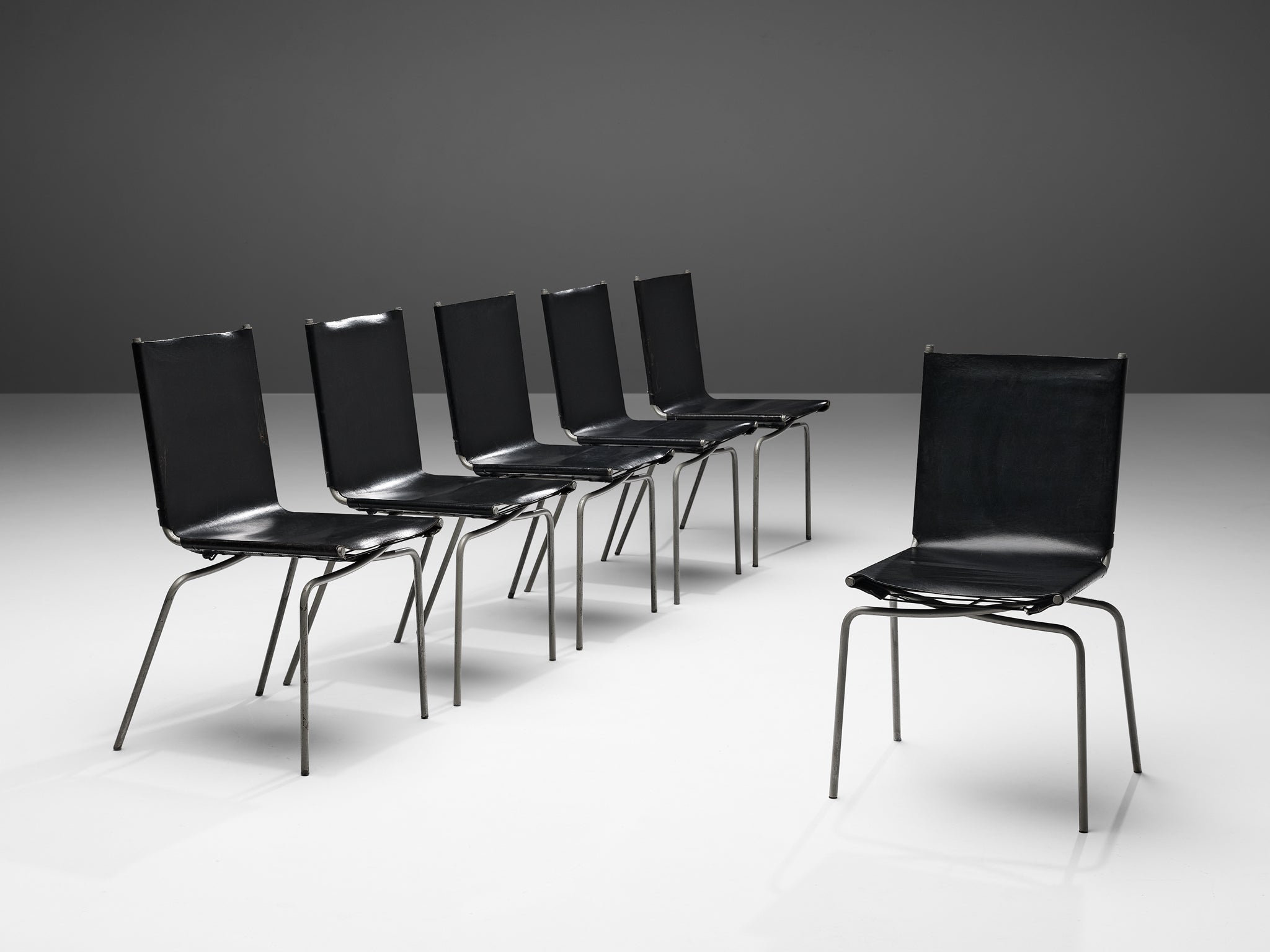 Fabiaan Van Severen Dining Chairs in Black Leather seating Morentz