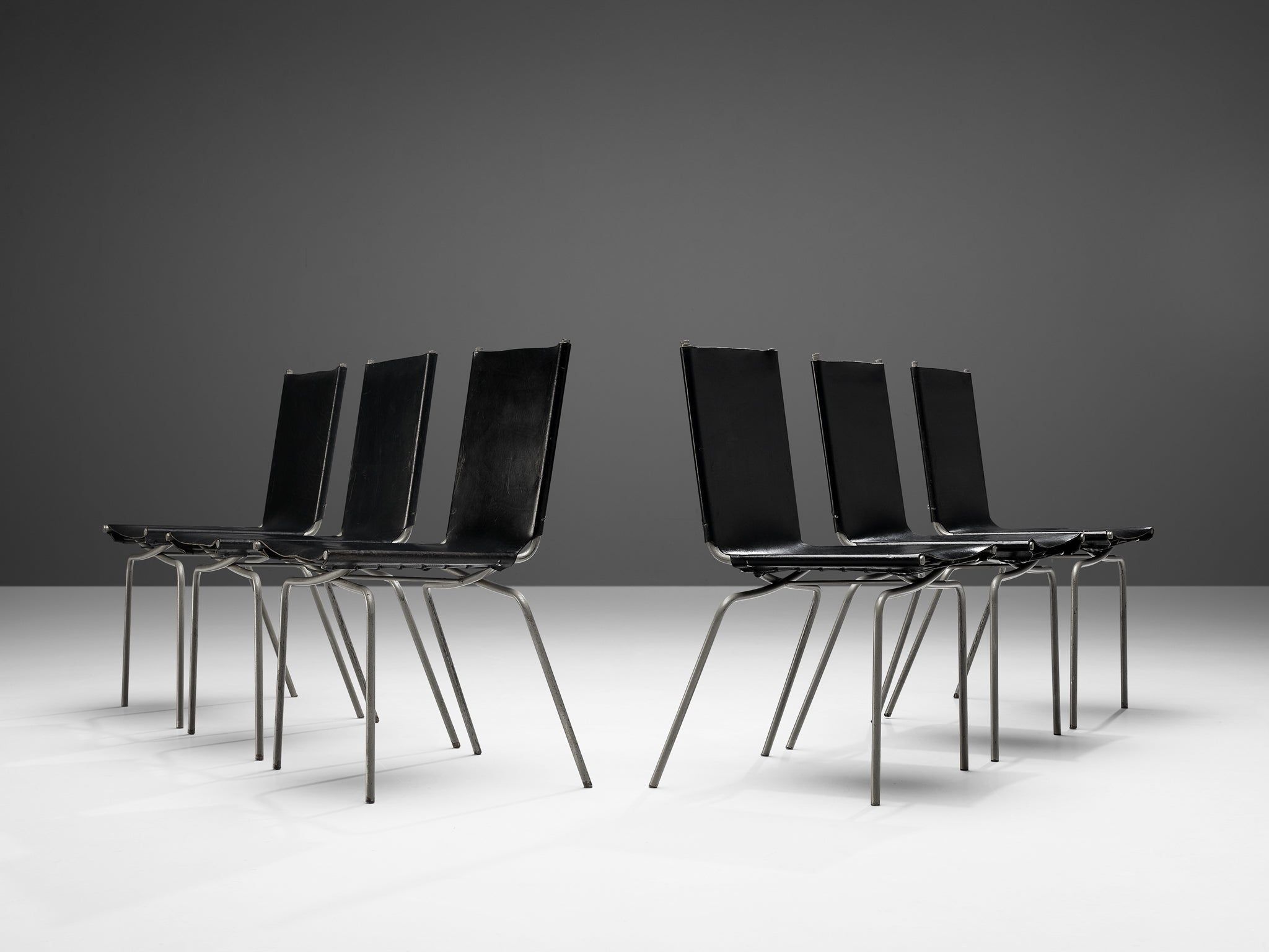 Fabiaan Van Severen Dining Chairs in Black Leather seating Morentz