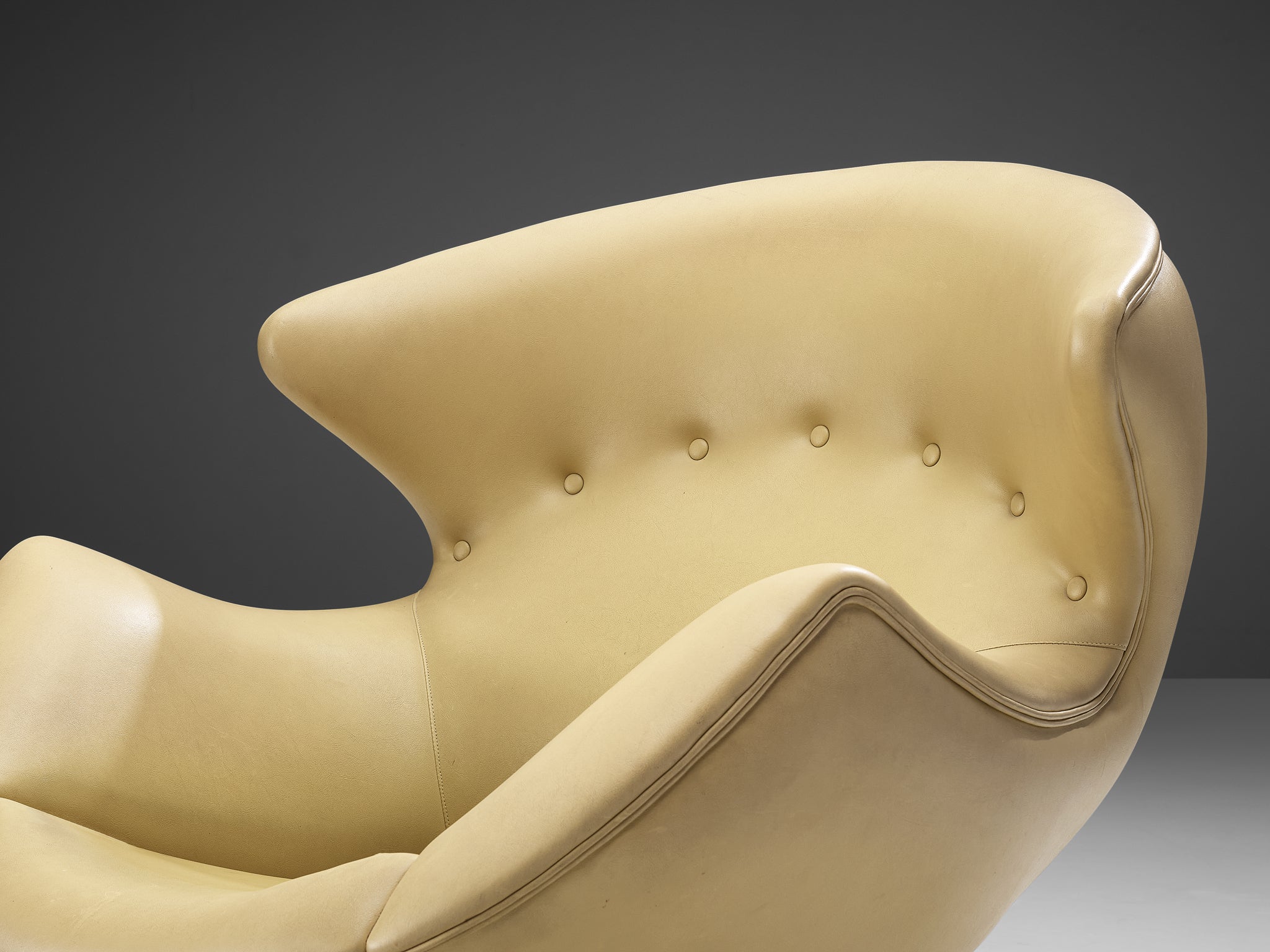 Italian Swivel Lounge Chair in Yellow Upholstery Seating Morentz