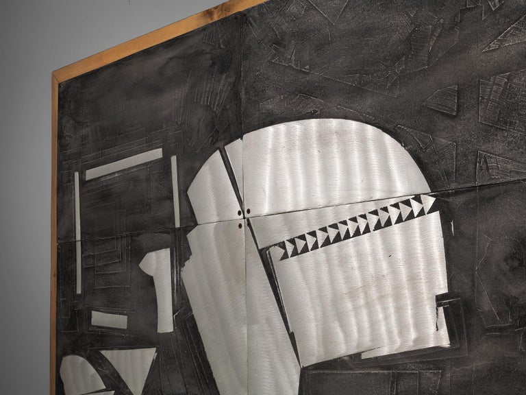 Lorenzo Burchiellaro Abstract Wall Panel in Aluminum and Wood