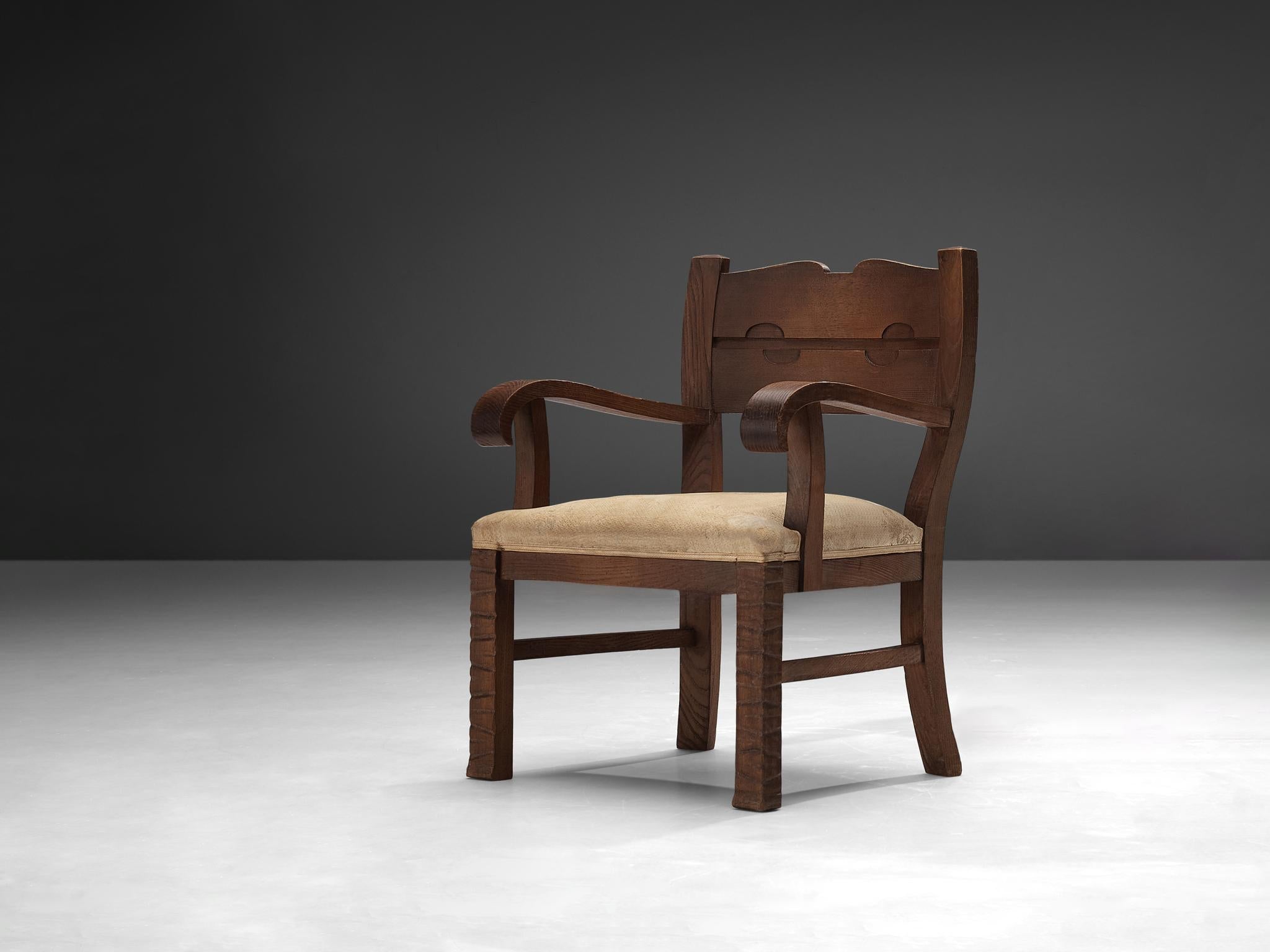 Ernesto Valabrega Rare Armchair in Oak seating Morentz