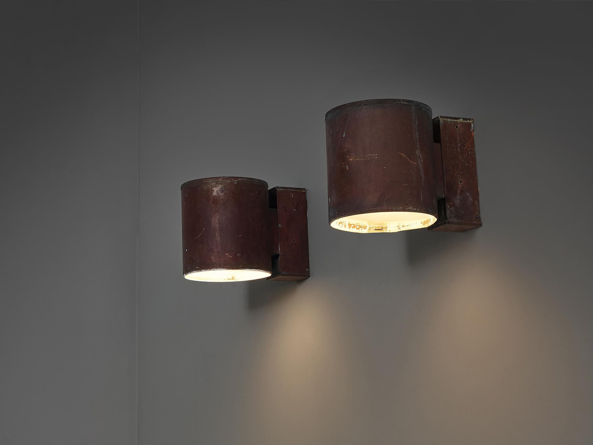 Large Swedish Wall Lights in Patinated Copper lighting Morentz