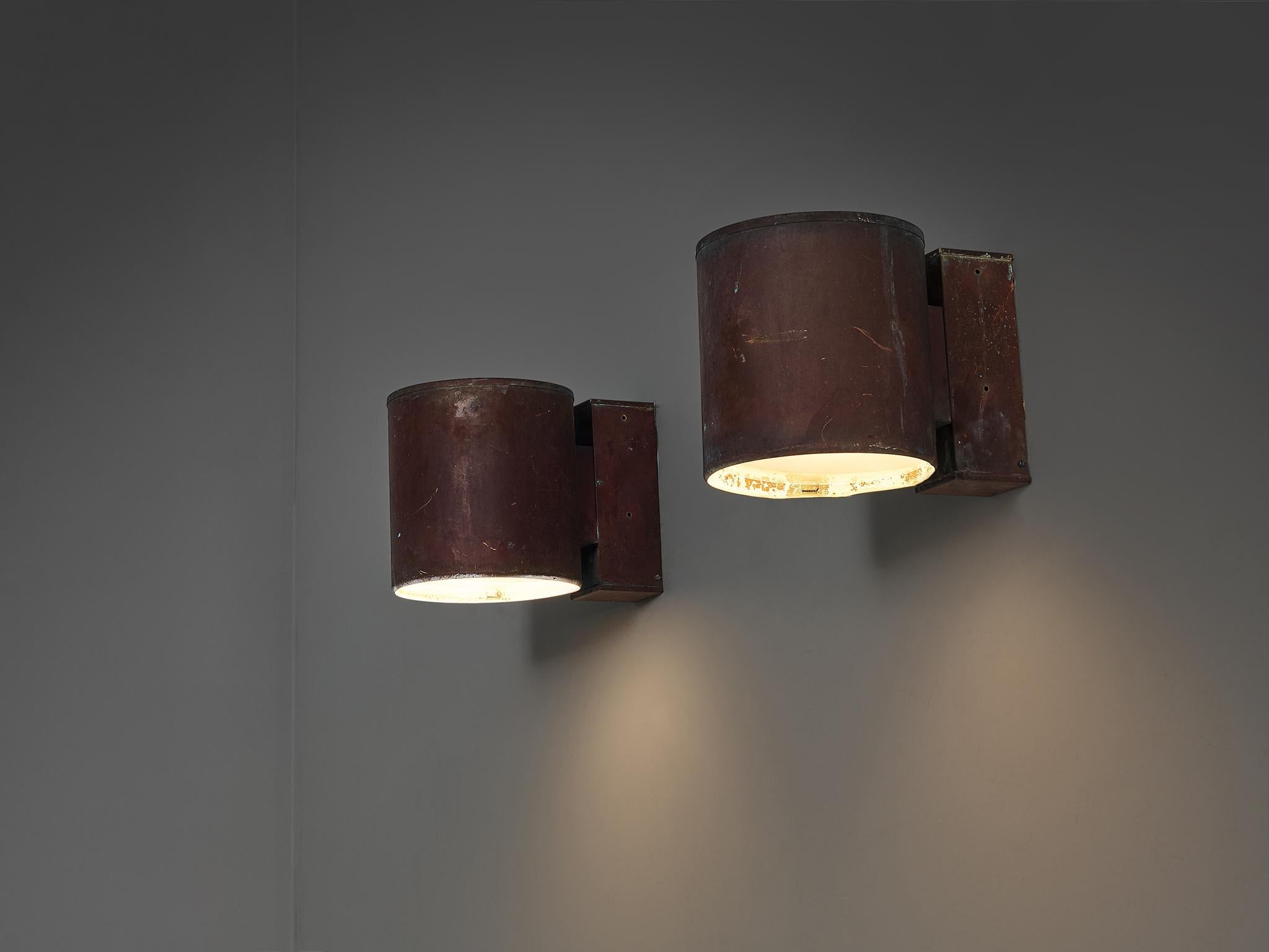 Large Swedish Wall Lights in Patinated Copper