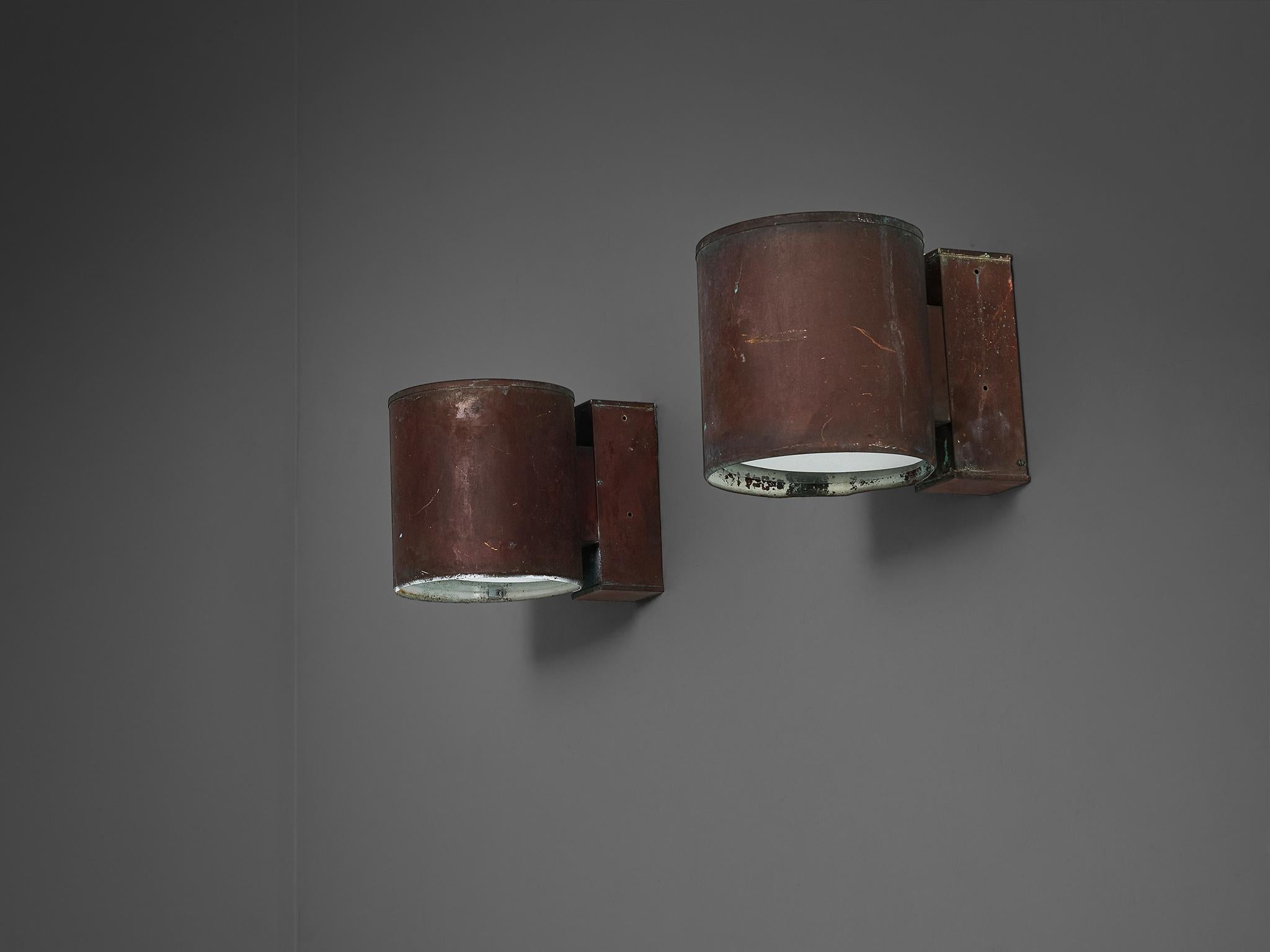 Large Swedish Wall Lights in Patinated Copper lighting Morentz