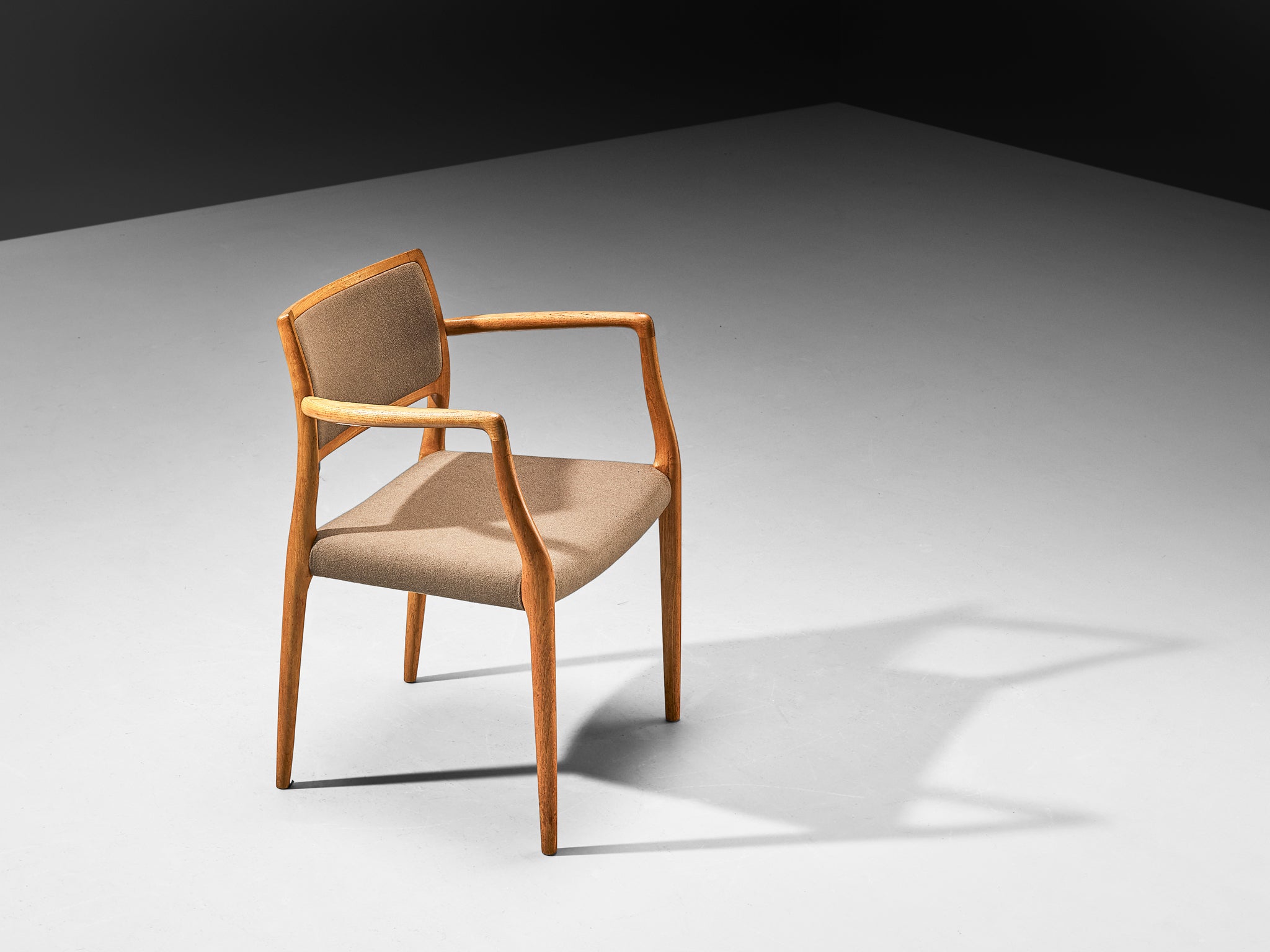 Niels O. Møller Armchair in Teak and Brown Green Wool Seating Morentz