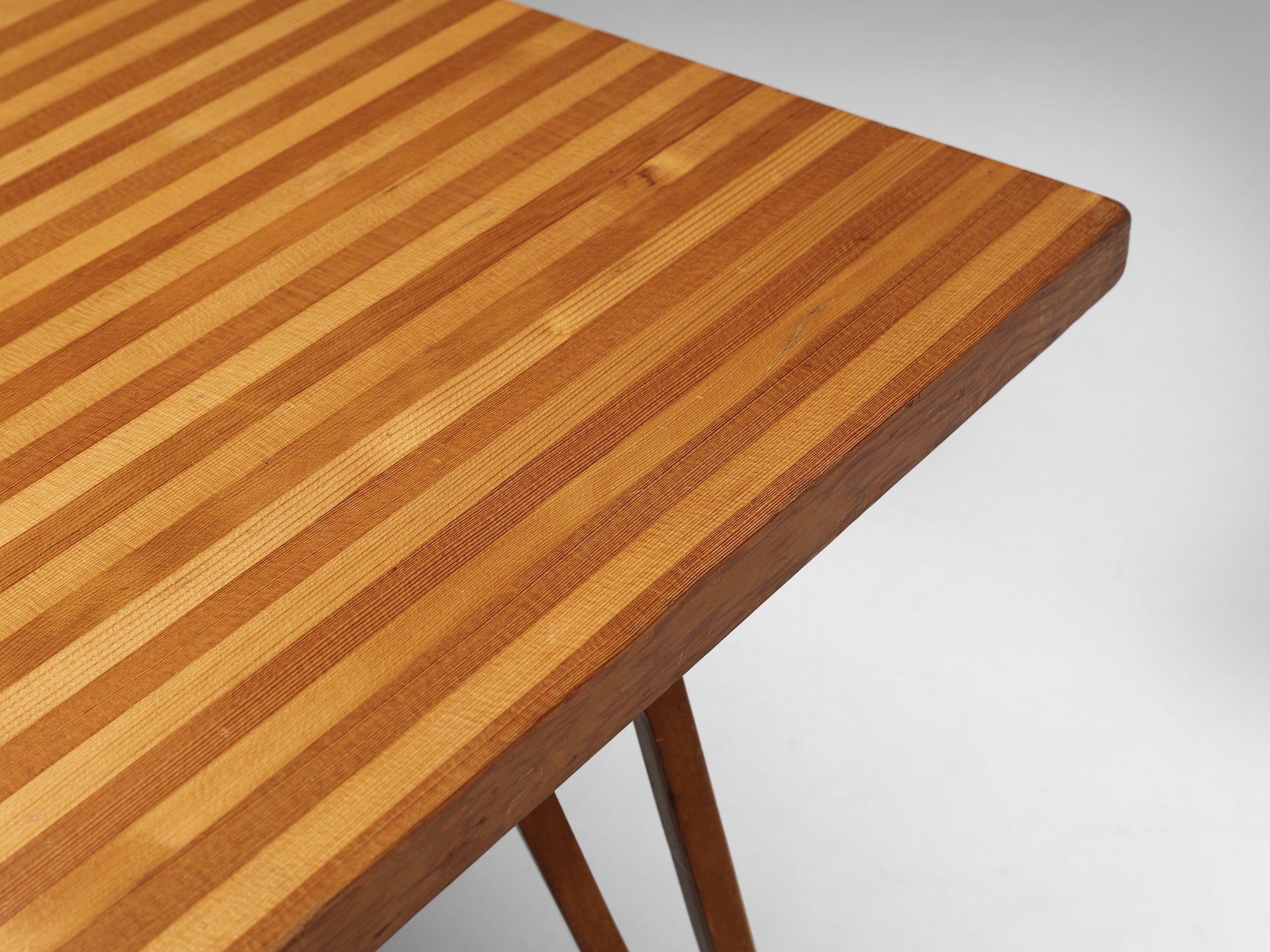 Scandinavian Coffee Table in Ash with Striped Top and Organic Legs tables Morentz