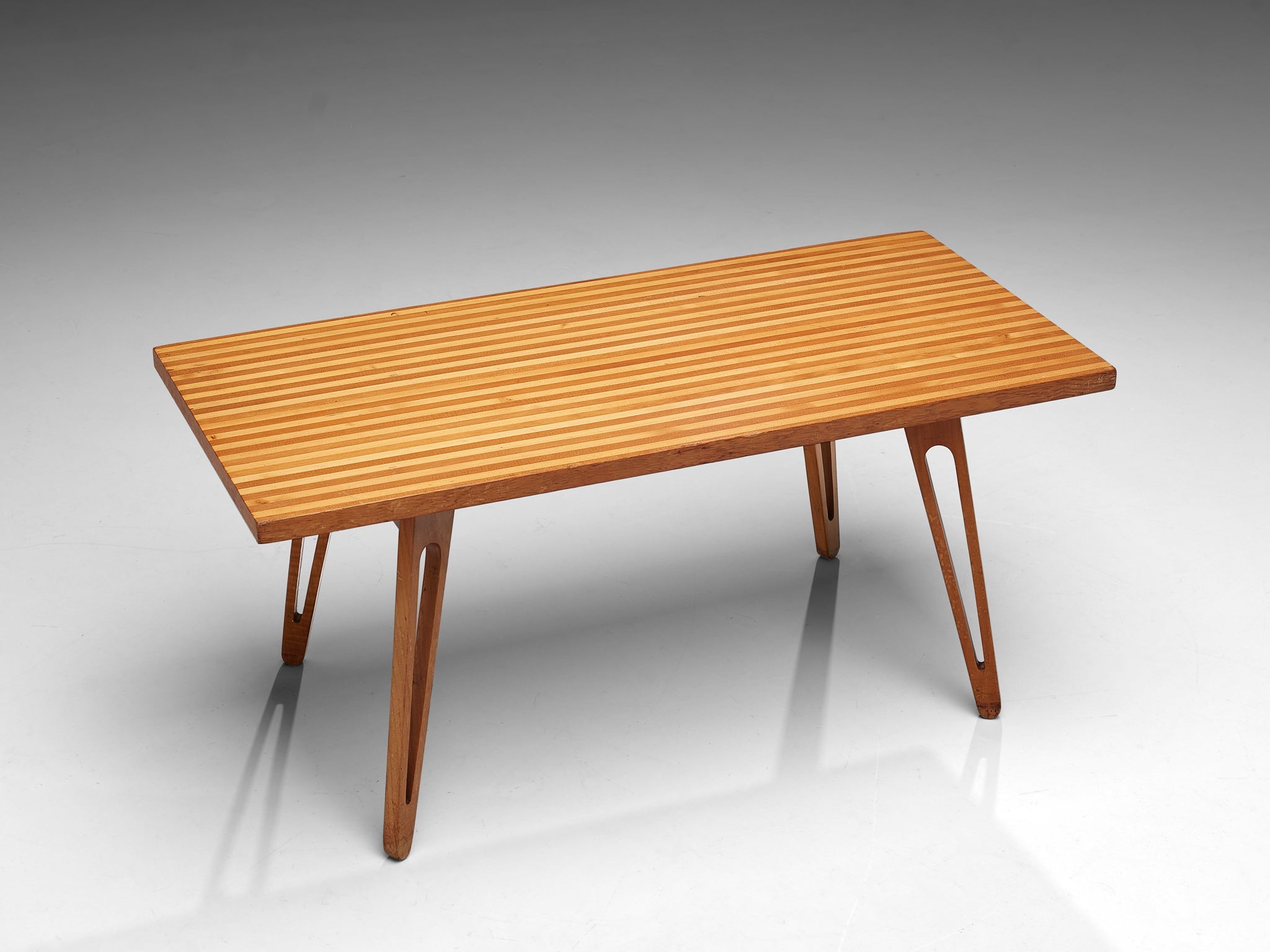 Scandinavian Coffee Table in Ash with Striped Top and Organic Legs tables Morentz