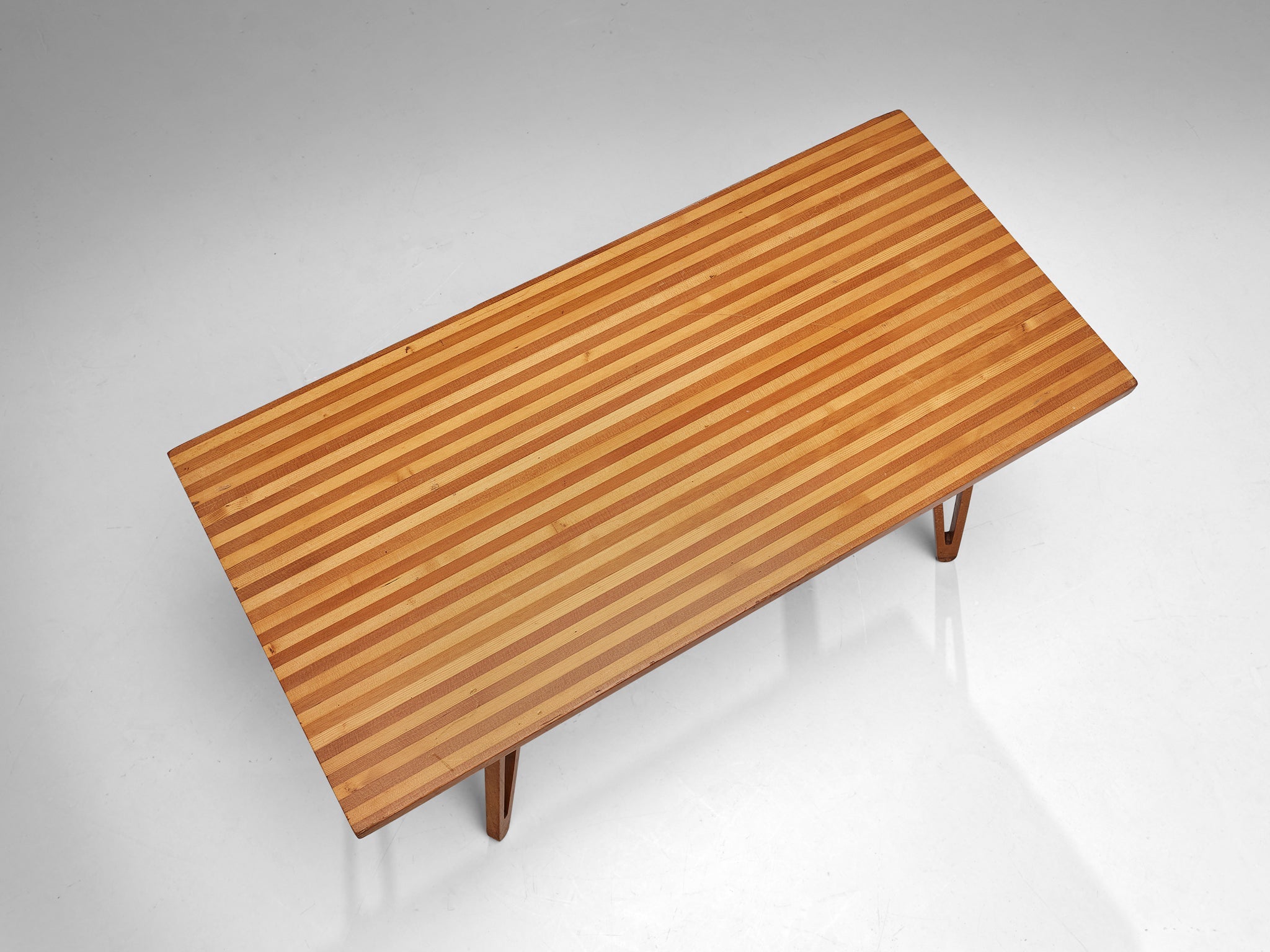 Scandinavian Coffee Table in Ash with Striped Top and Organic Legs tables Morentz