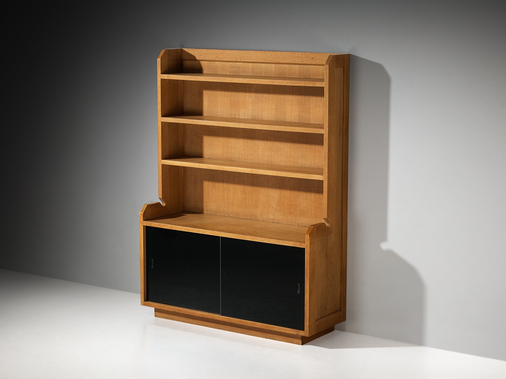 Guillerme & Chambron Bookcase with Cabinet in Solid Oak Case pieces and storage cabinets Morentz