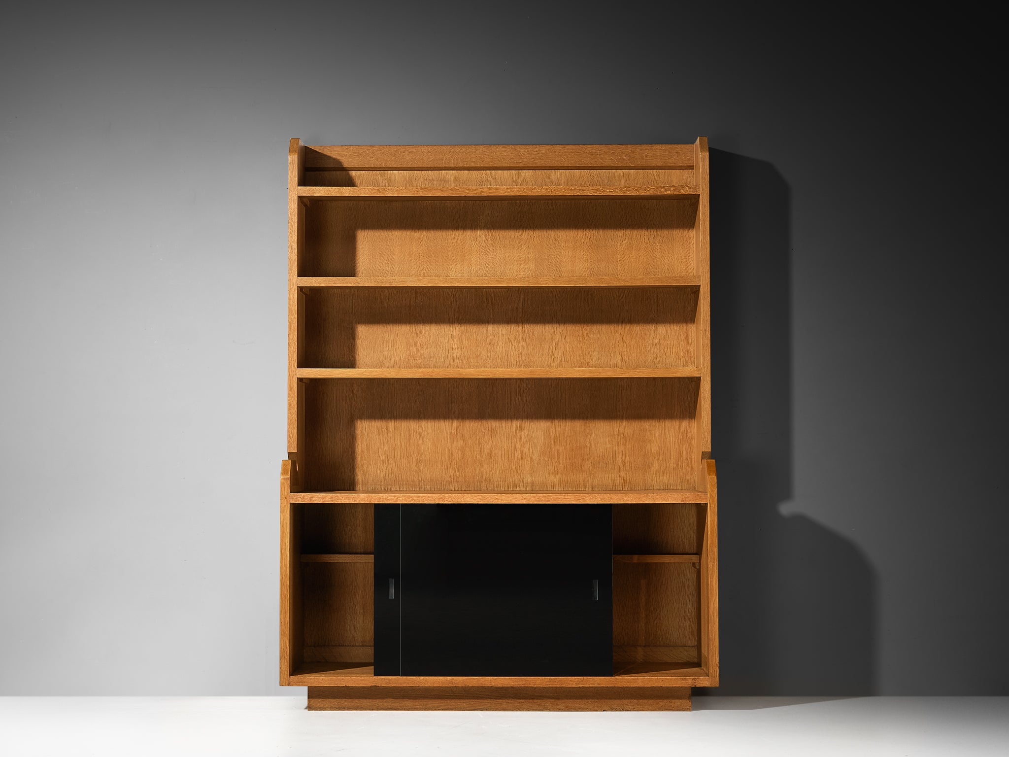 Guillerme & Chambron Bookcase with Cabinet in Solid Oak Case pieces and storage cabinets Morentz