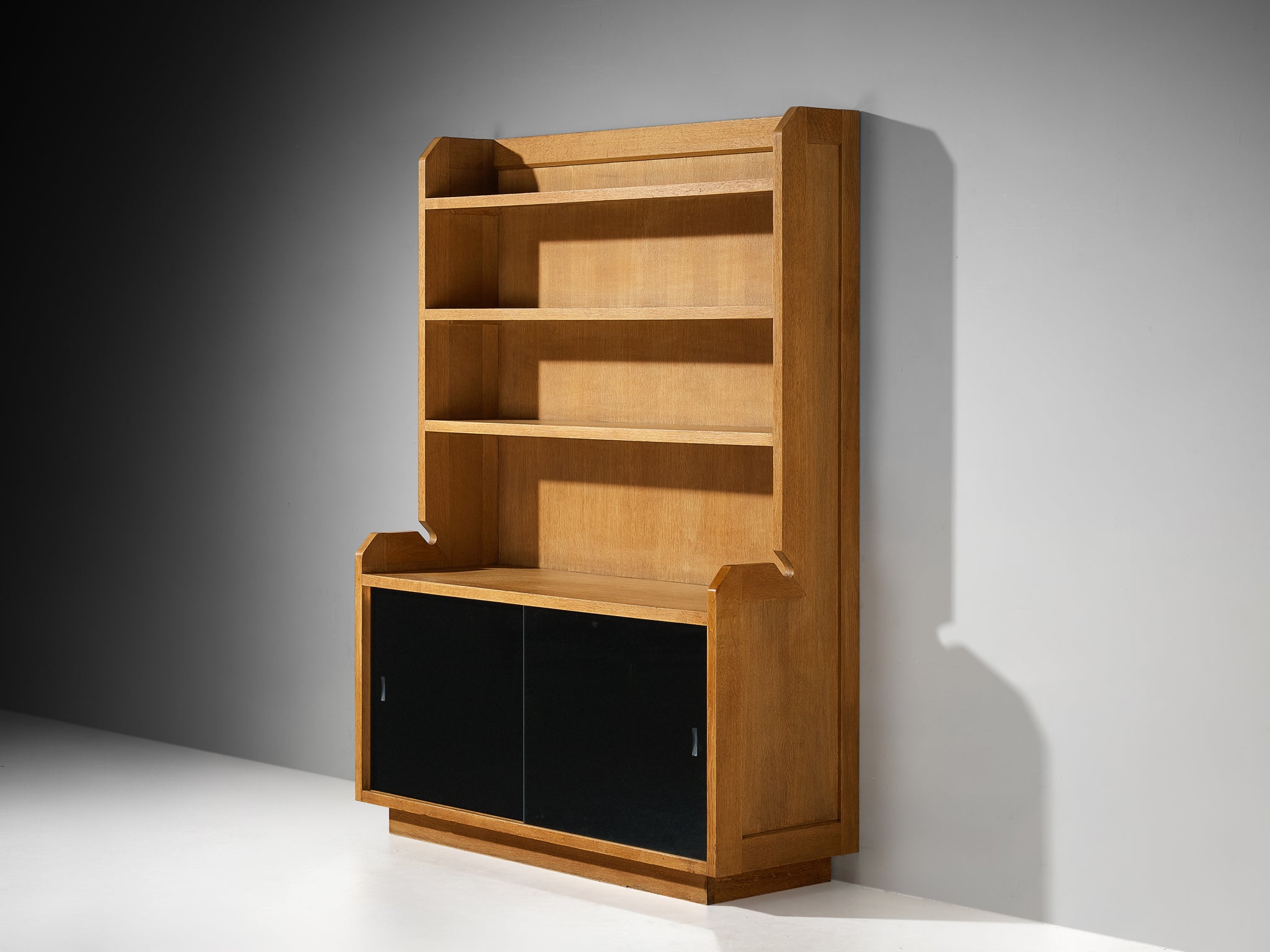 Guillerme & Chambron Bookcase with Cabinet in Solid Oak Case pieces and storage cabinets Morentz