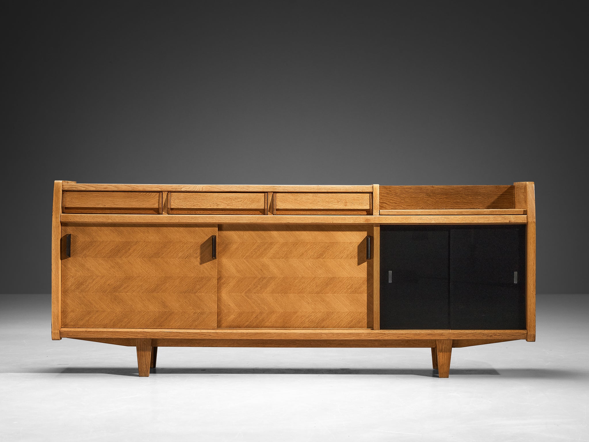 Guillerme & Chambron Sideboard with Sliding-Doors in Solid Oak Case pieces and storage cabinets Morentz