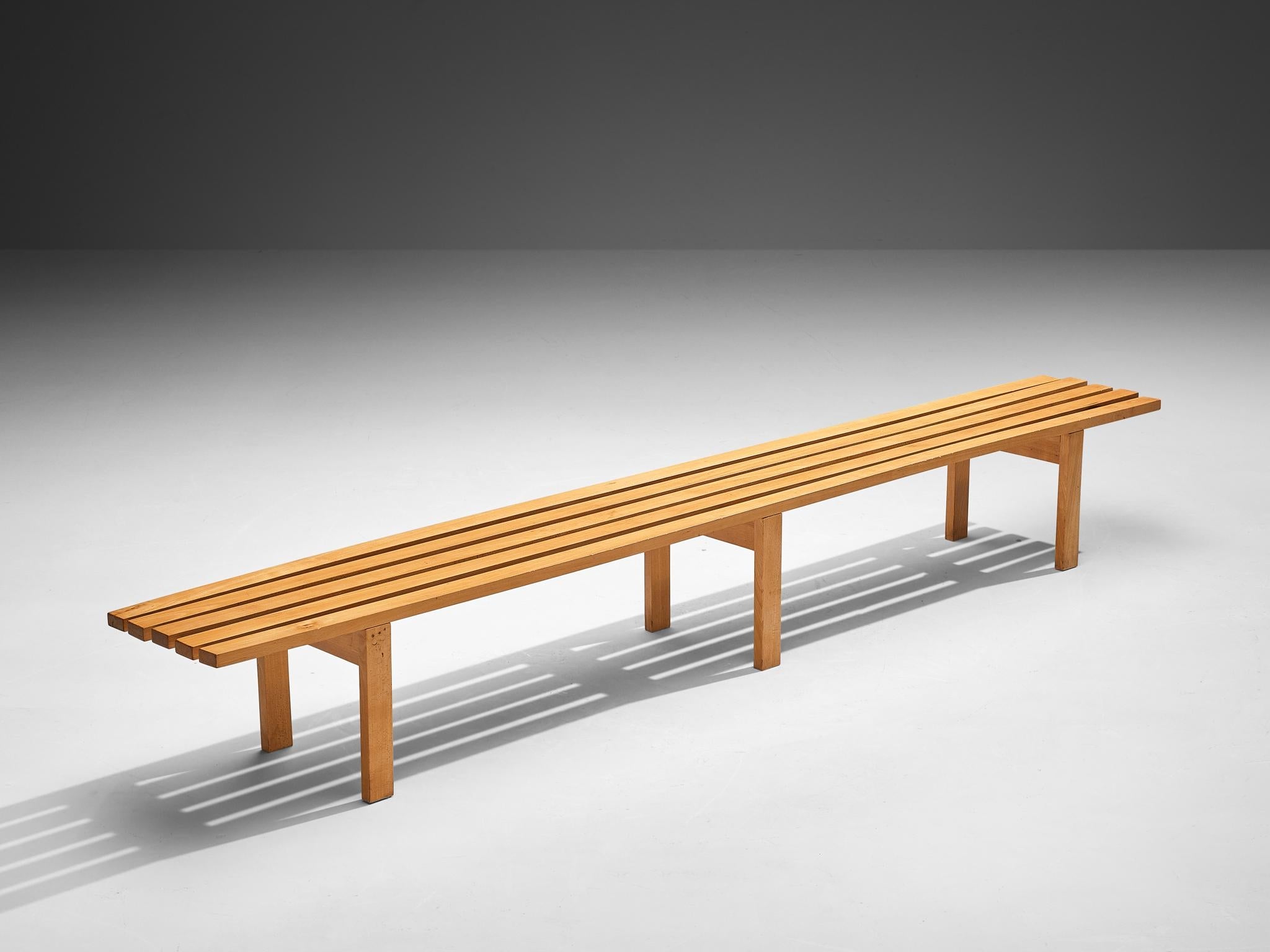 Scandinavian Slatted Bench in Solid Wood