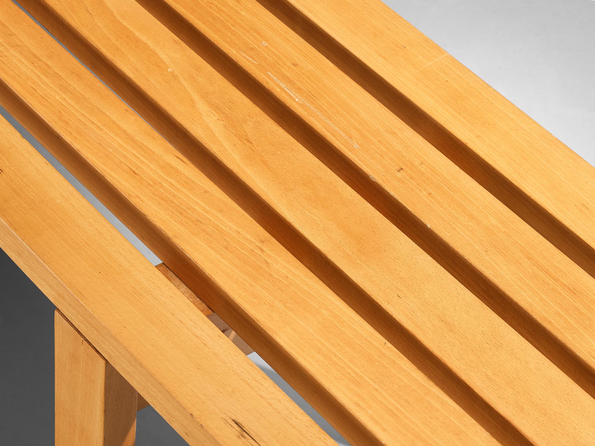 Scandinavian Slatted Bench in Solid Wood