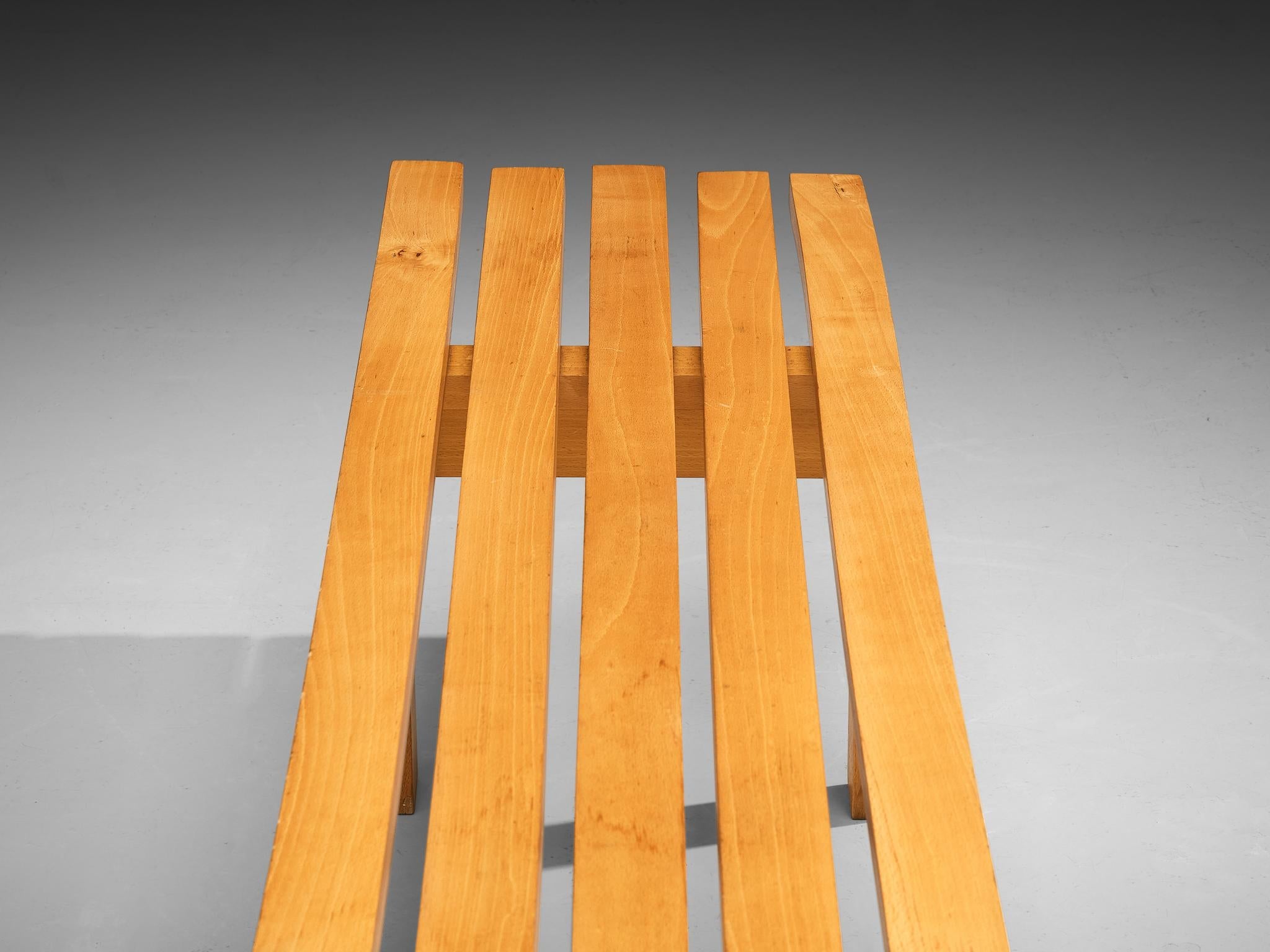 Scandinavian Slatted Bench in Solid Wood