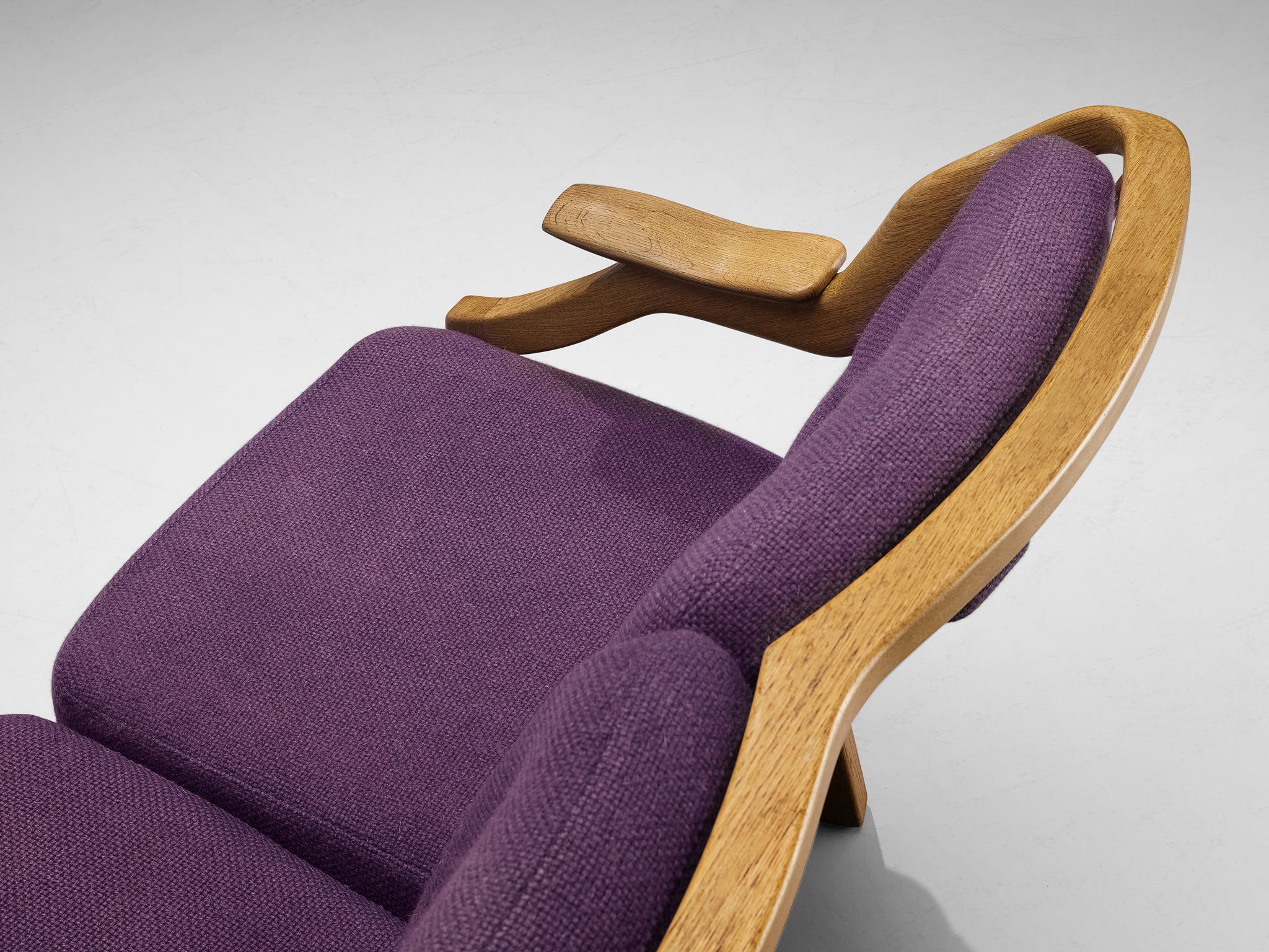 Guillerme & Chambron Sofa in Oak and Purple Upholstery Seating Morentz