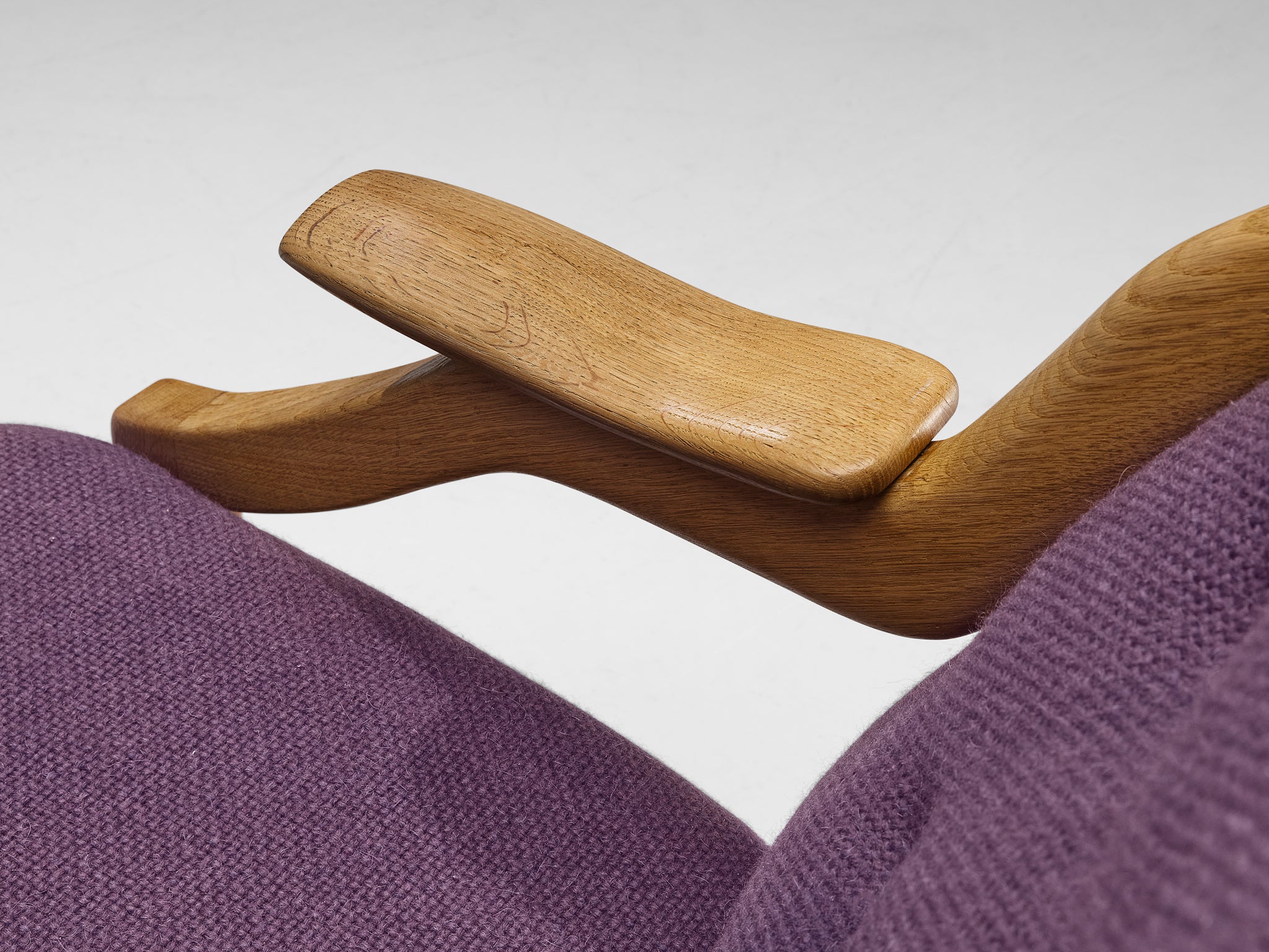 Guillerme & Chambron Sofa in Oak and Purple Upholstery Seating Morentz